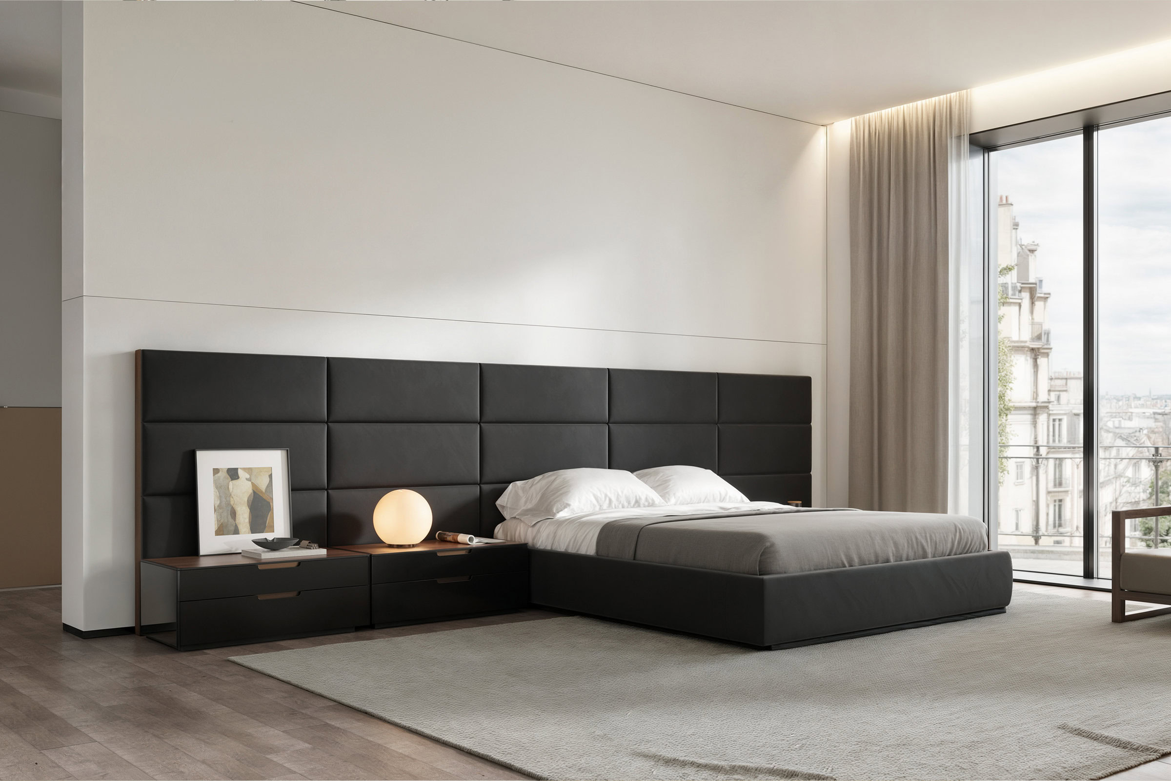 Vue d'un salon BOCASA avec canapé design et éclairage moderne