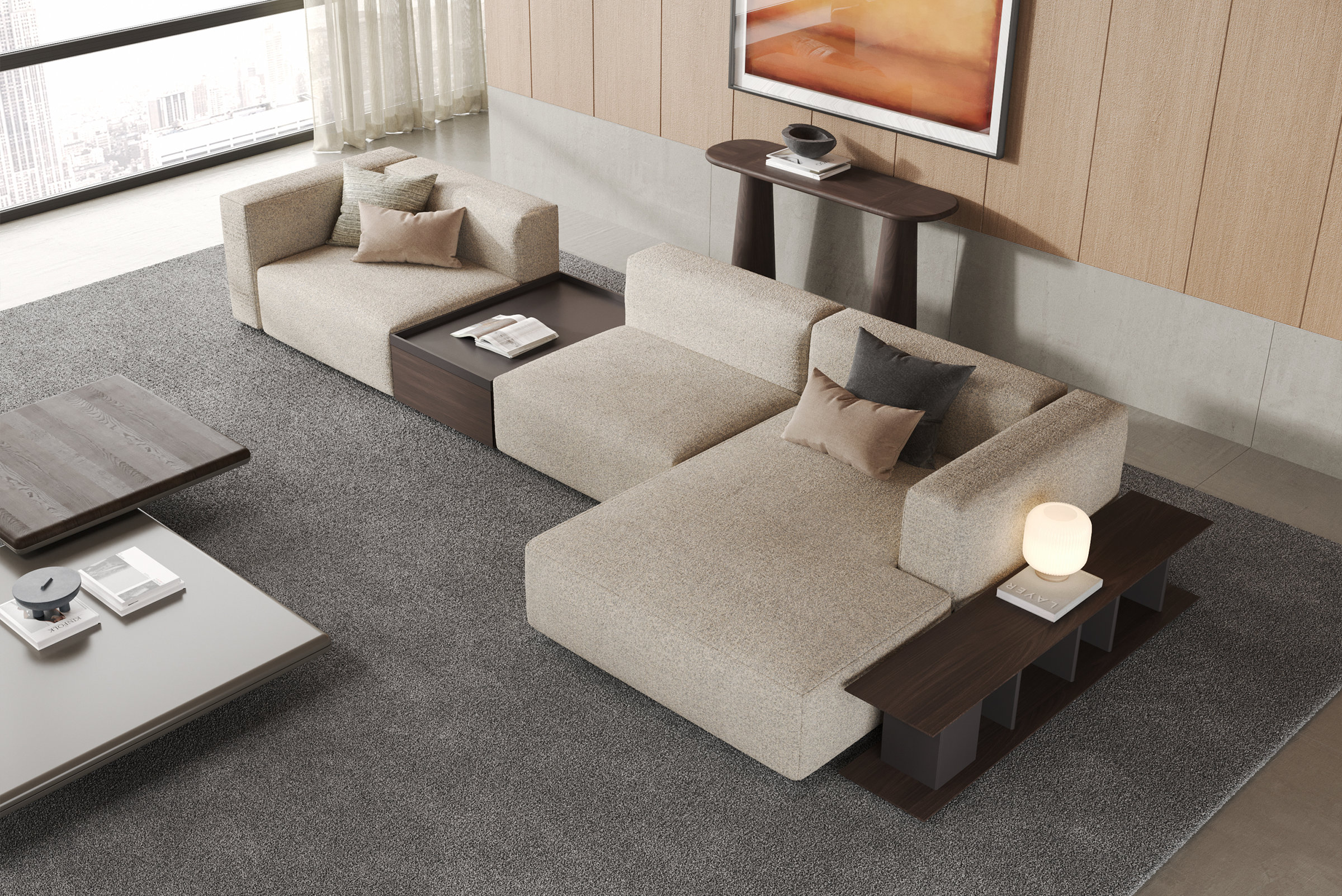 Table basse BOCASA avec objets décoratifs