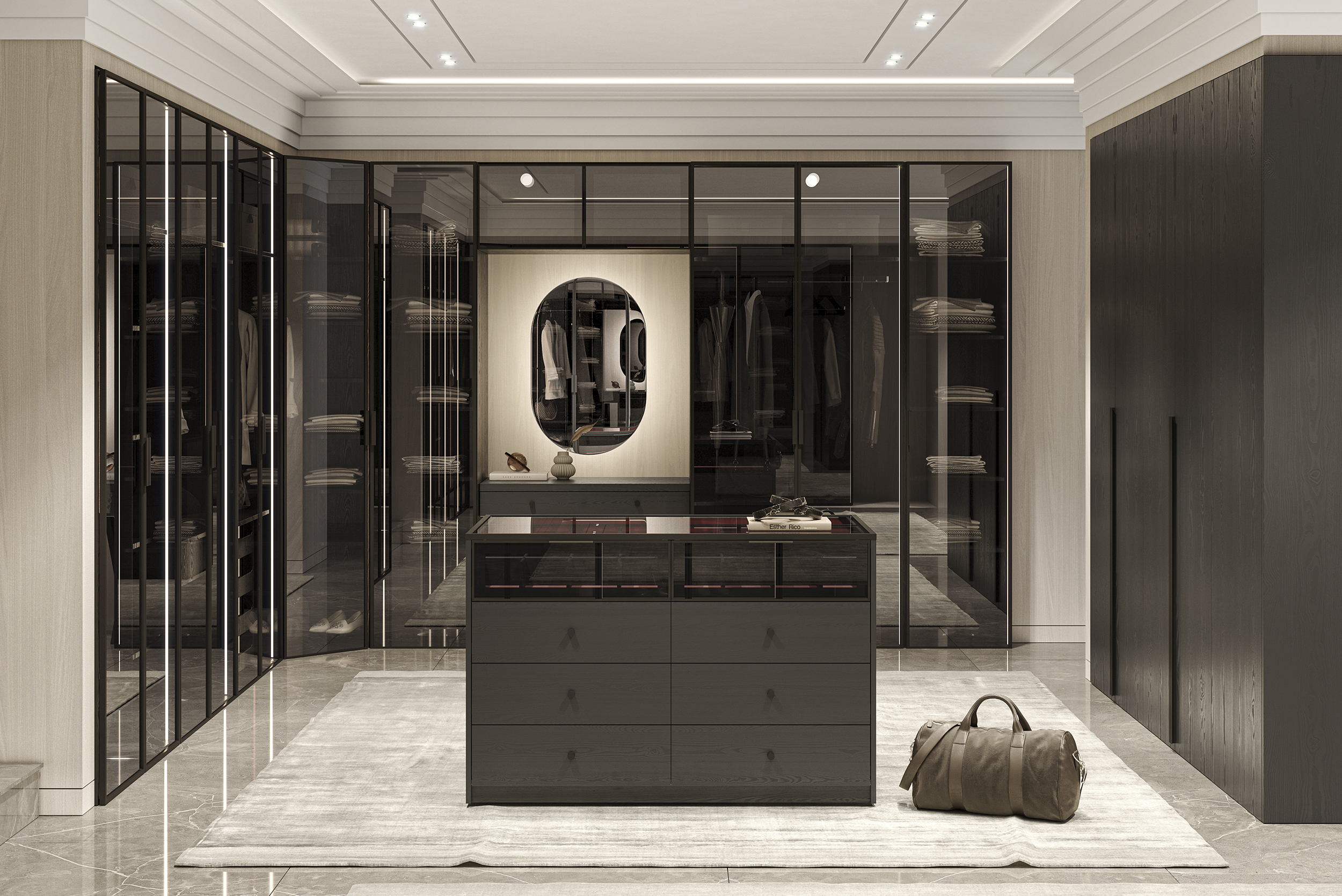 Vue d'ensemble du dressing ALFA de BOCASA, spacieux et lumineux.