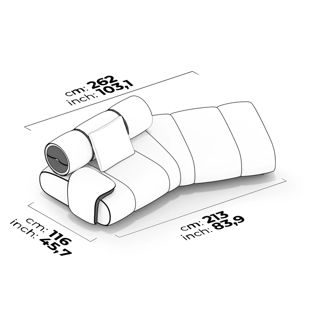 Schéma Module angulé latéral droit avec accoudoir