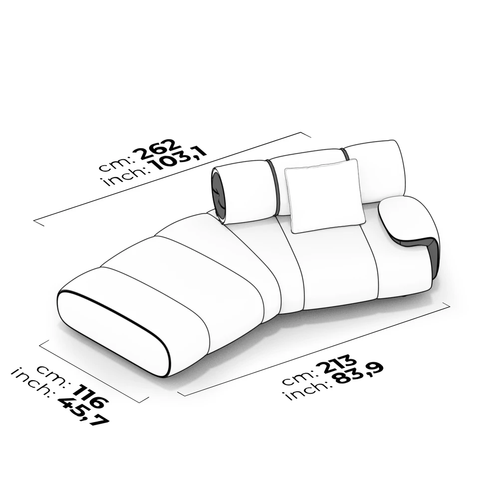 Schéma Module angulé latéral gauche avec accoudoir