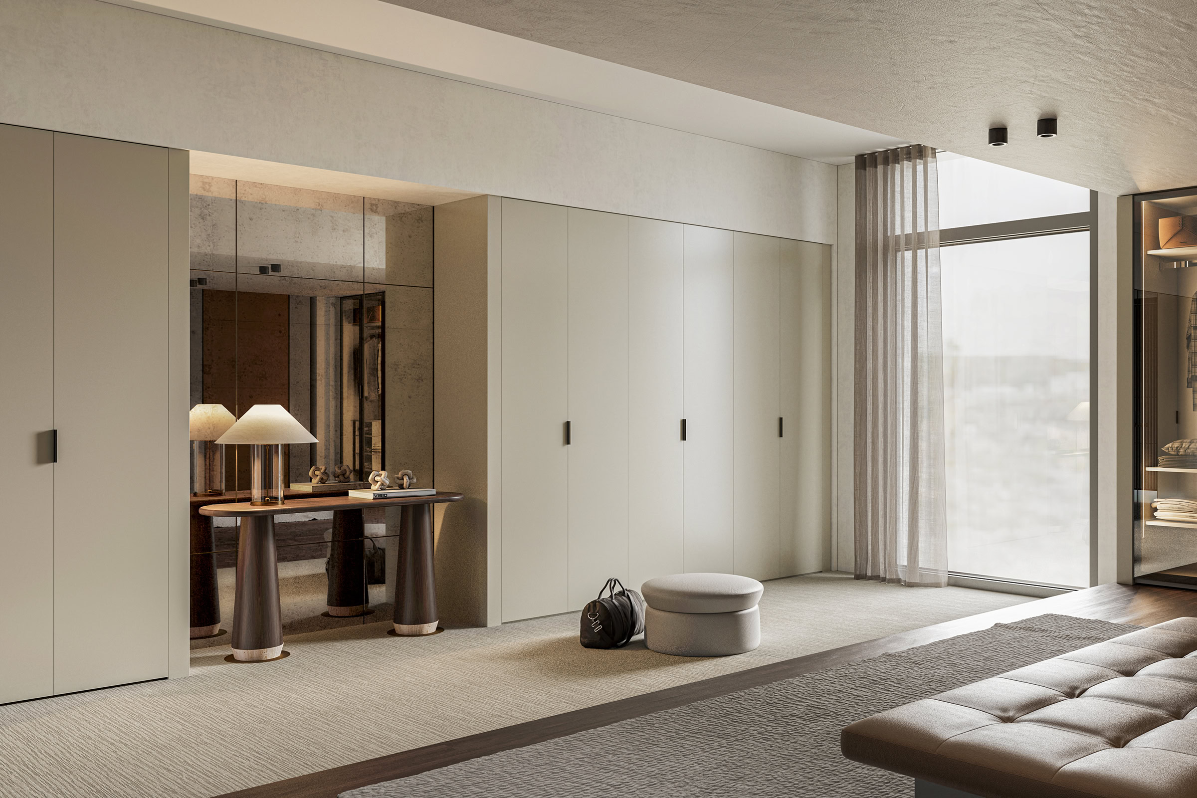 Vue de profil de la table console Arte