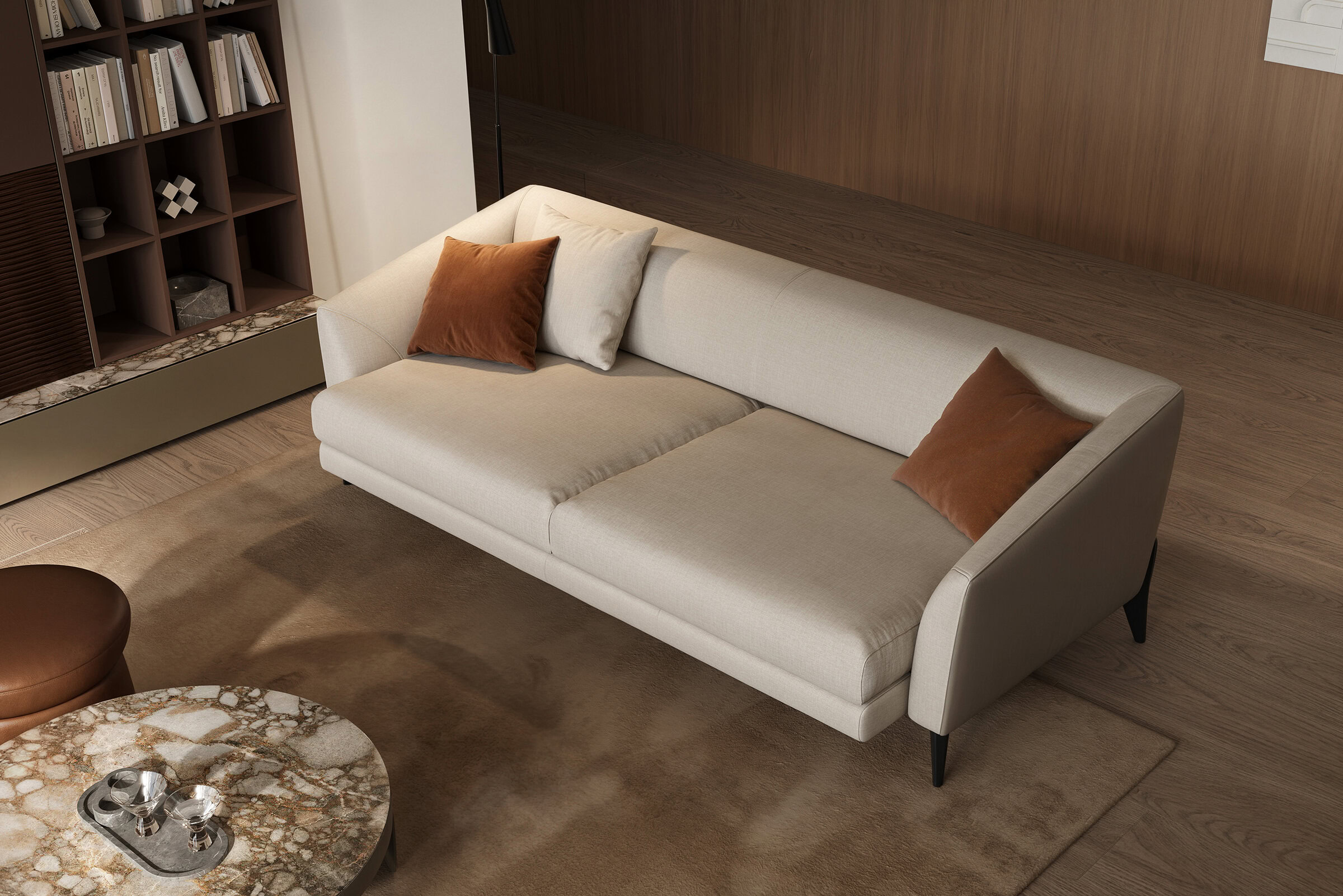 Vue de profil du canapé Aston Villa