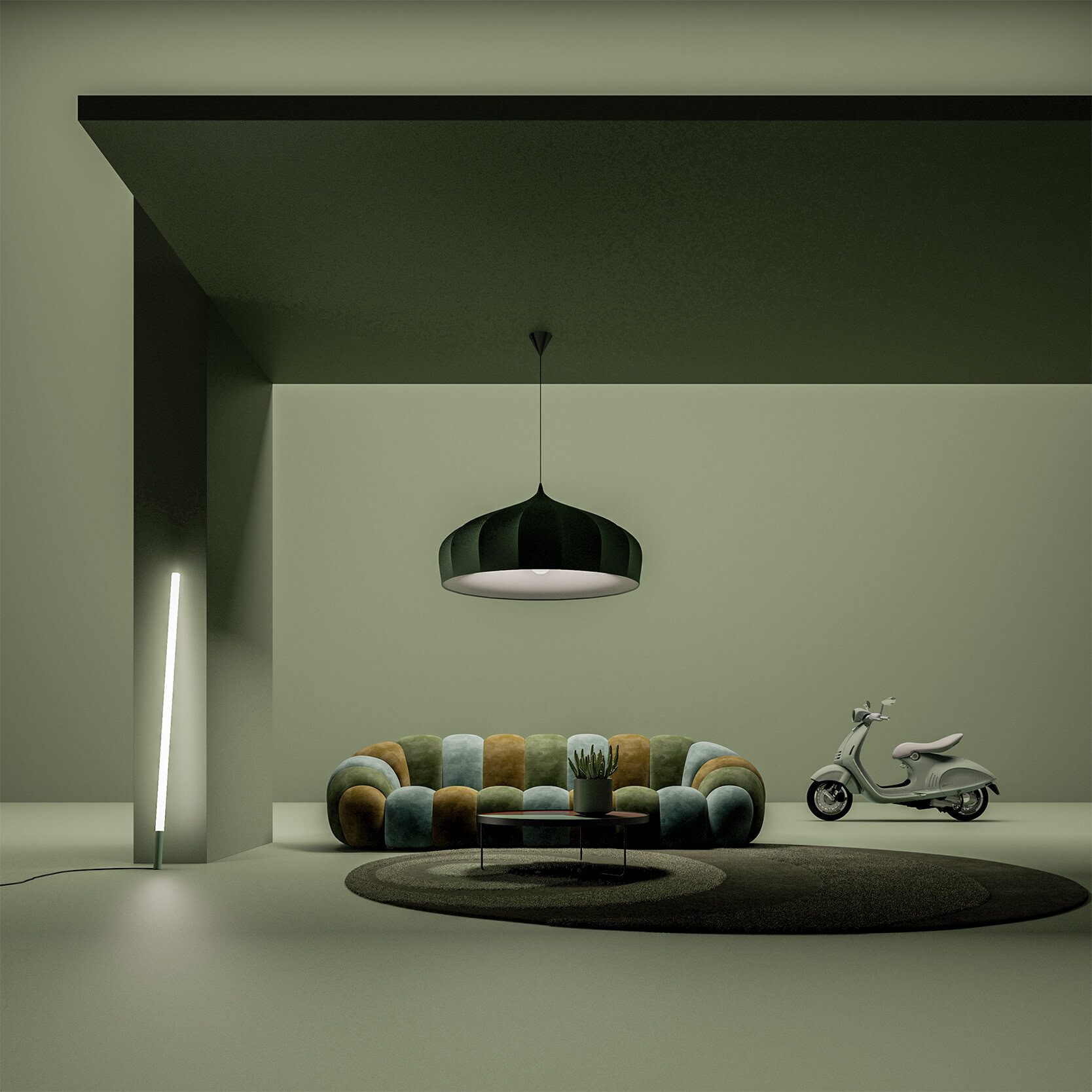 Canapé Bibendum vert dans un intérieur minimaliste