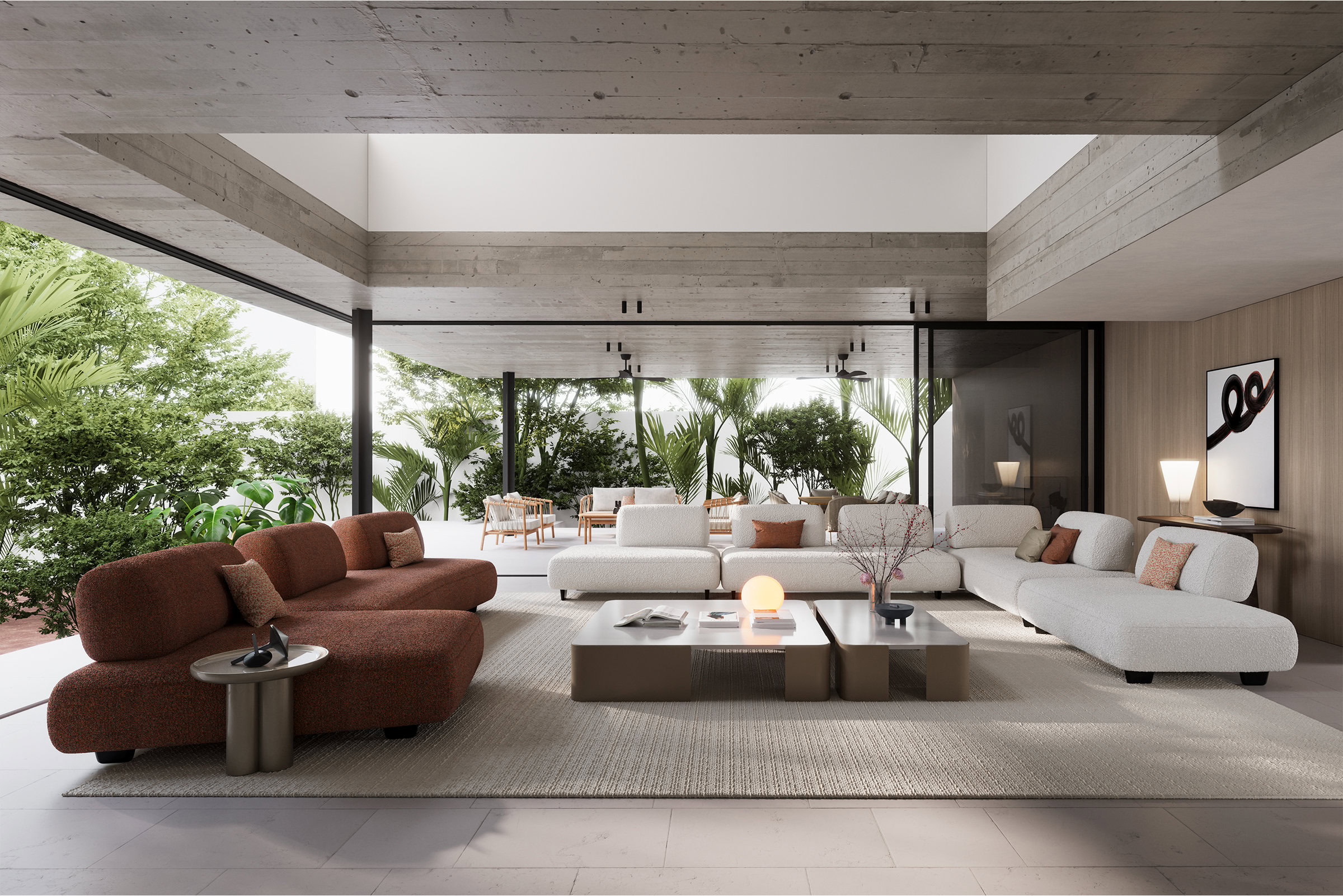 Canapé Bon Bon Linea dans un intérieur contemporain