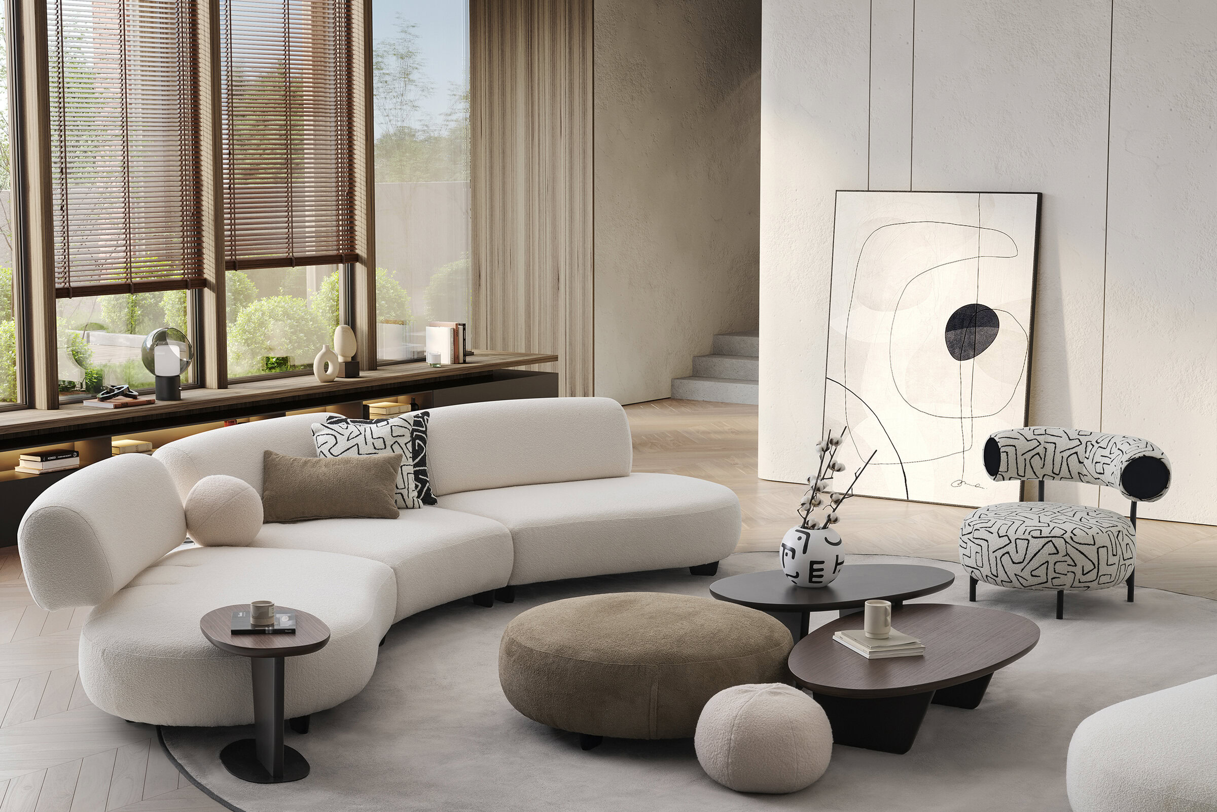 Canapé Bon Bon avec pouf assorti