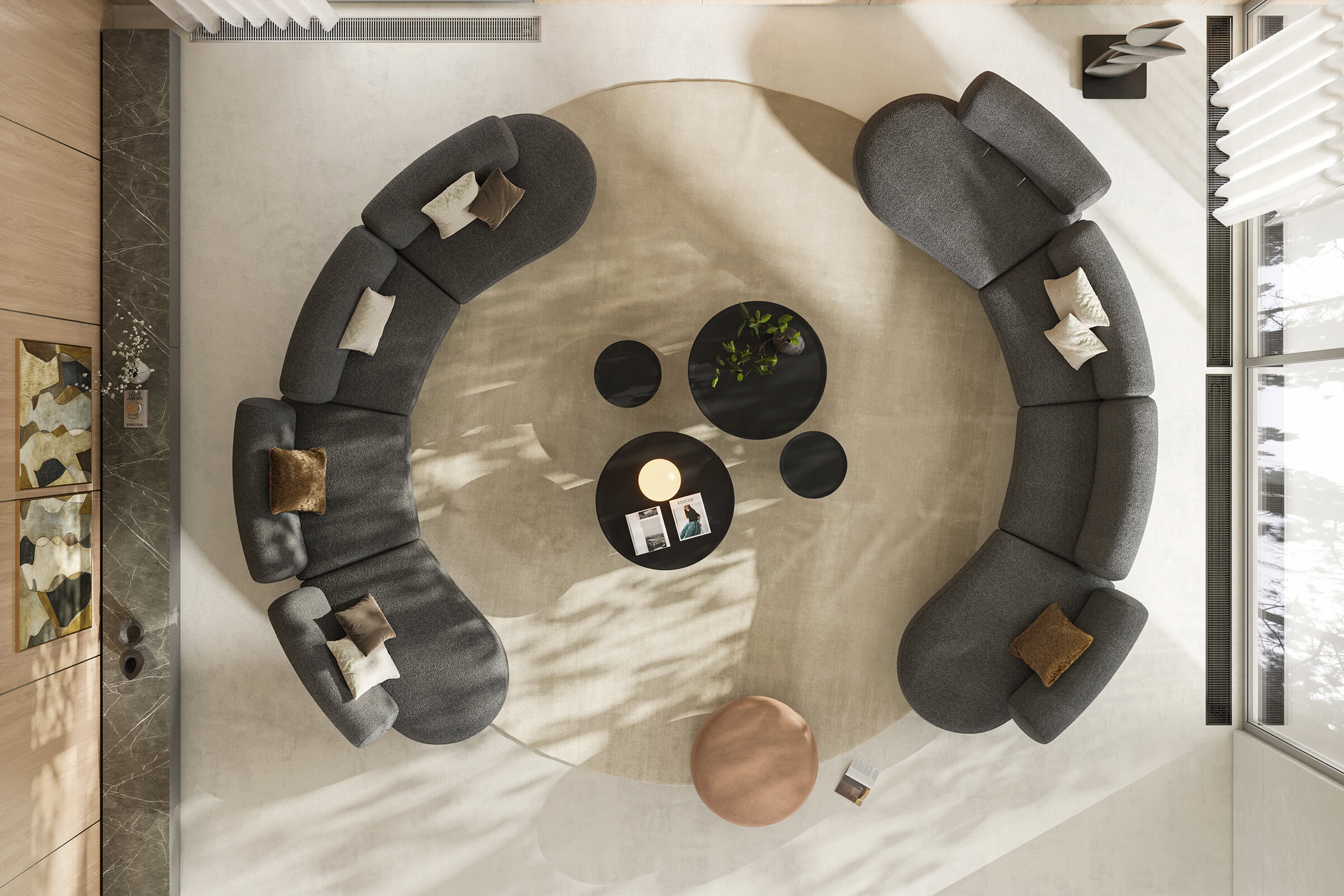 Vue d'ensemble du canapé Bon Bon gris