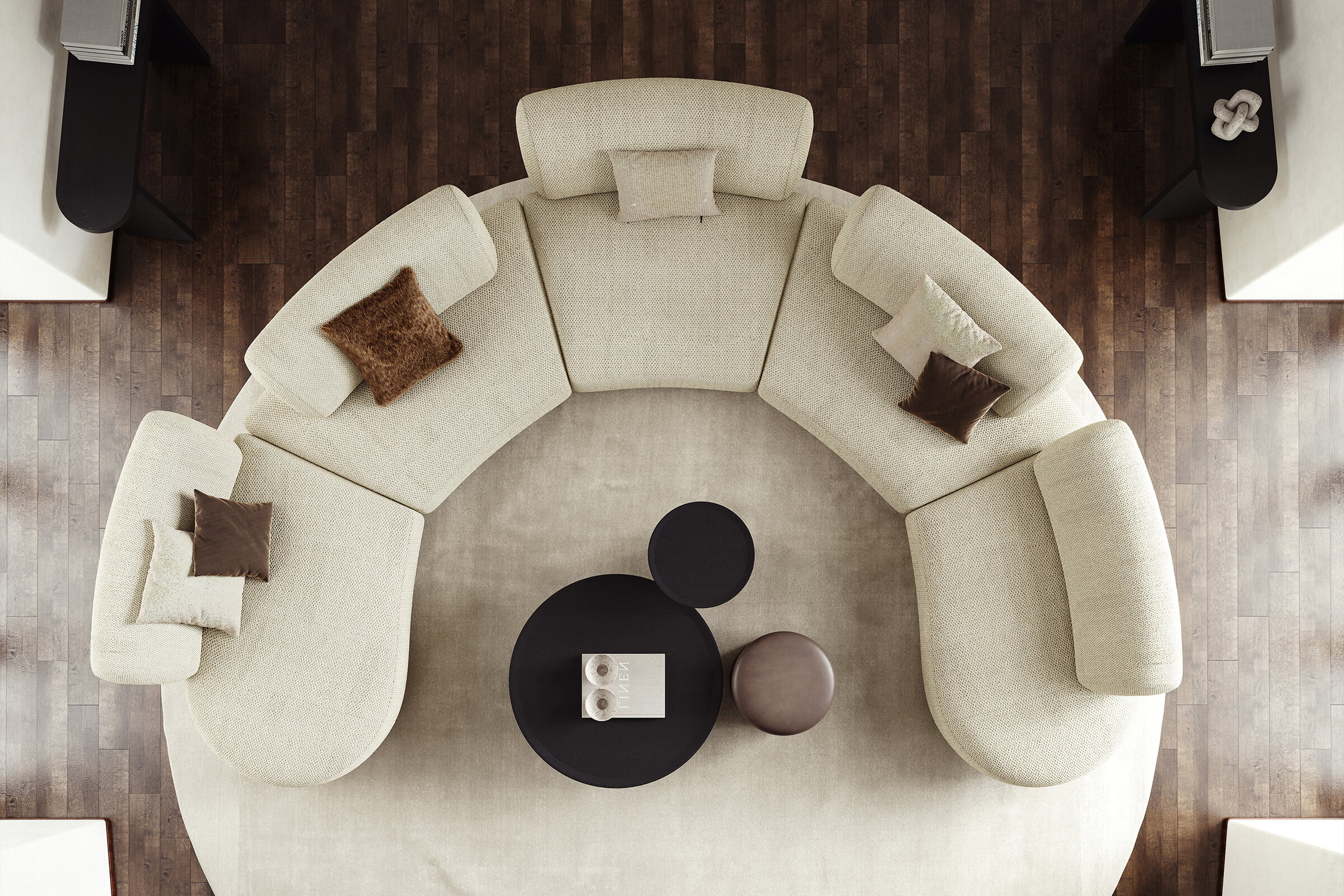 Canapé Bon Bon en tissu blanc bouclé