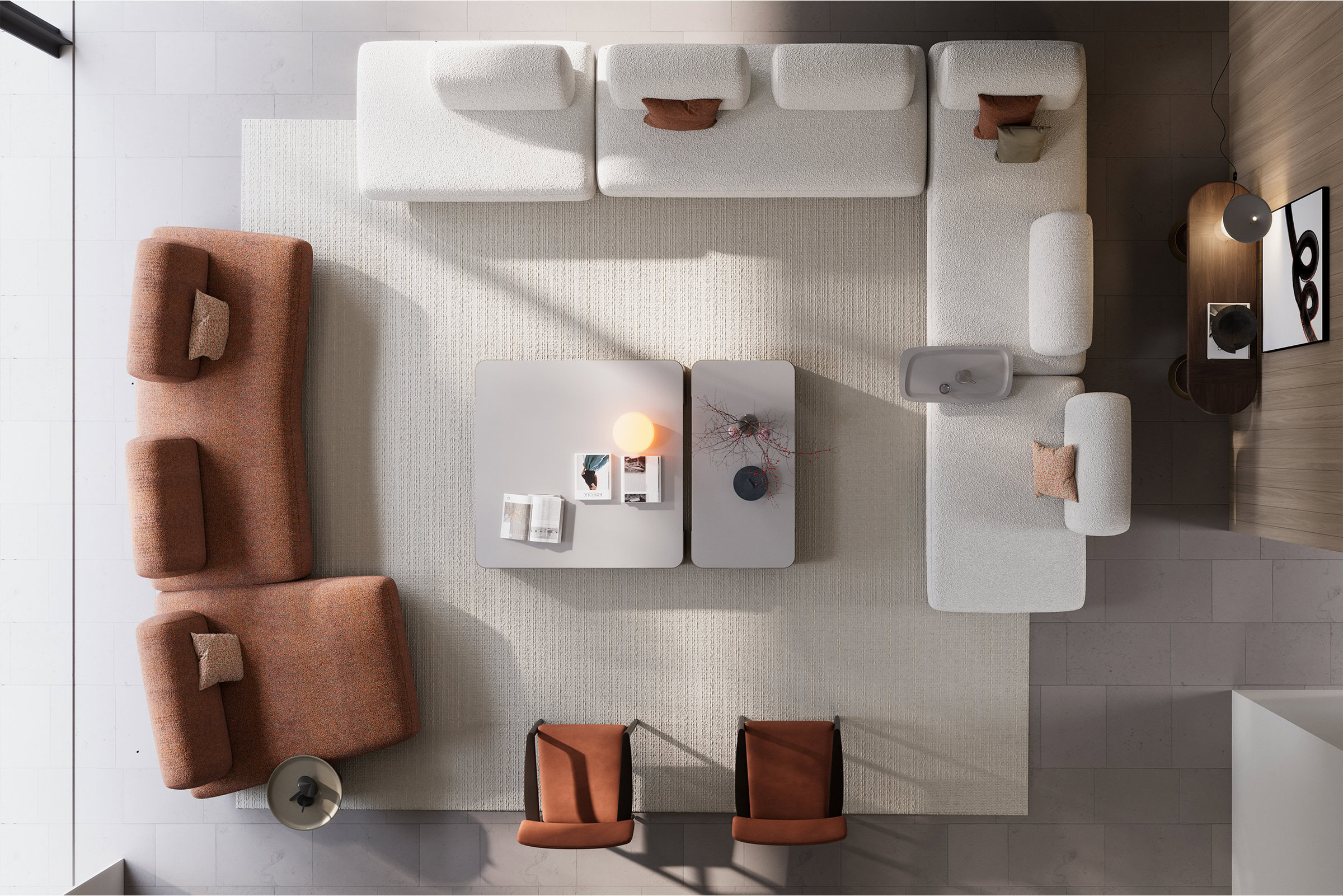 Canapé Bon Bon Linea en tissu rouge