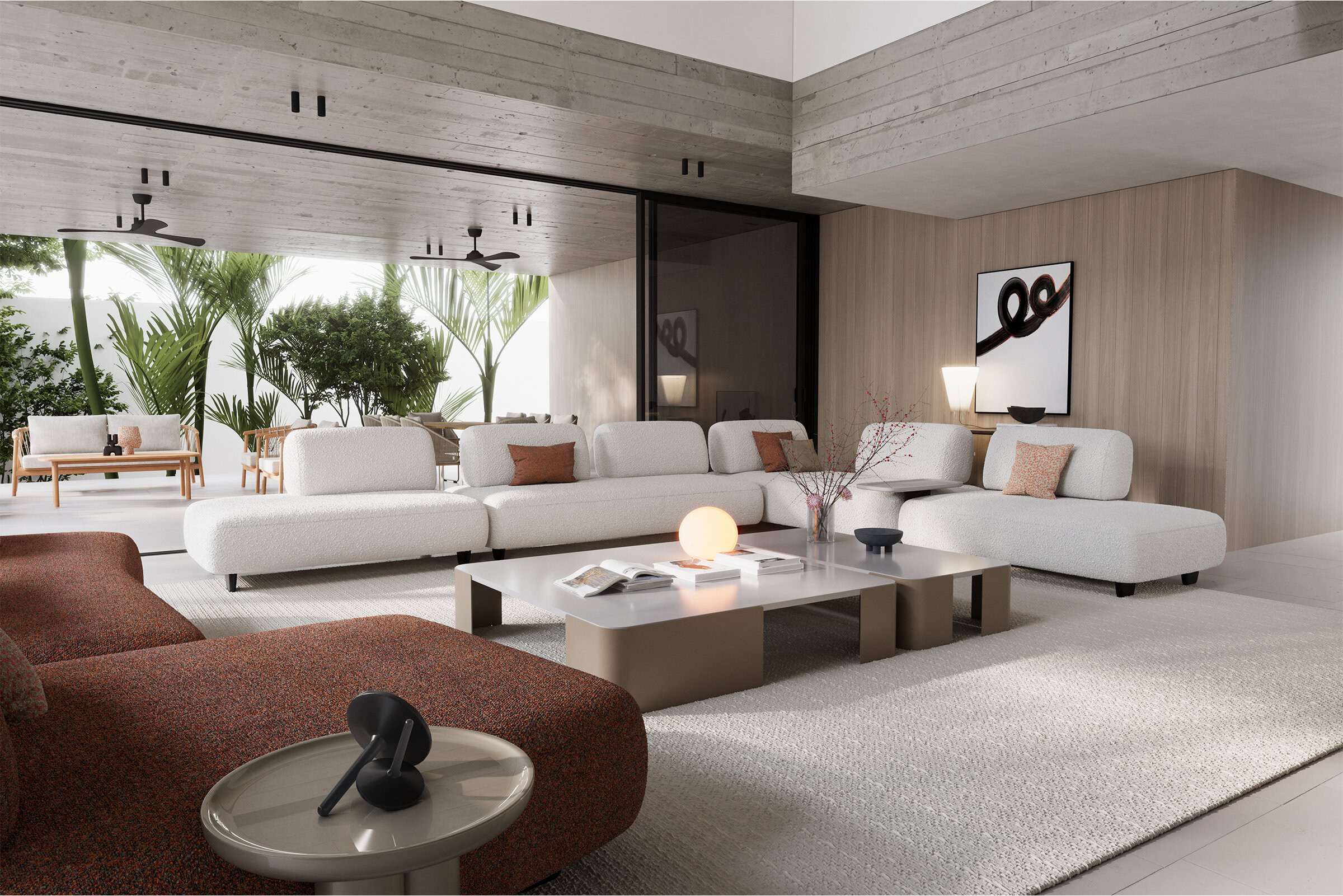 Canapé Bon Bon Linea en tissu blanc