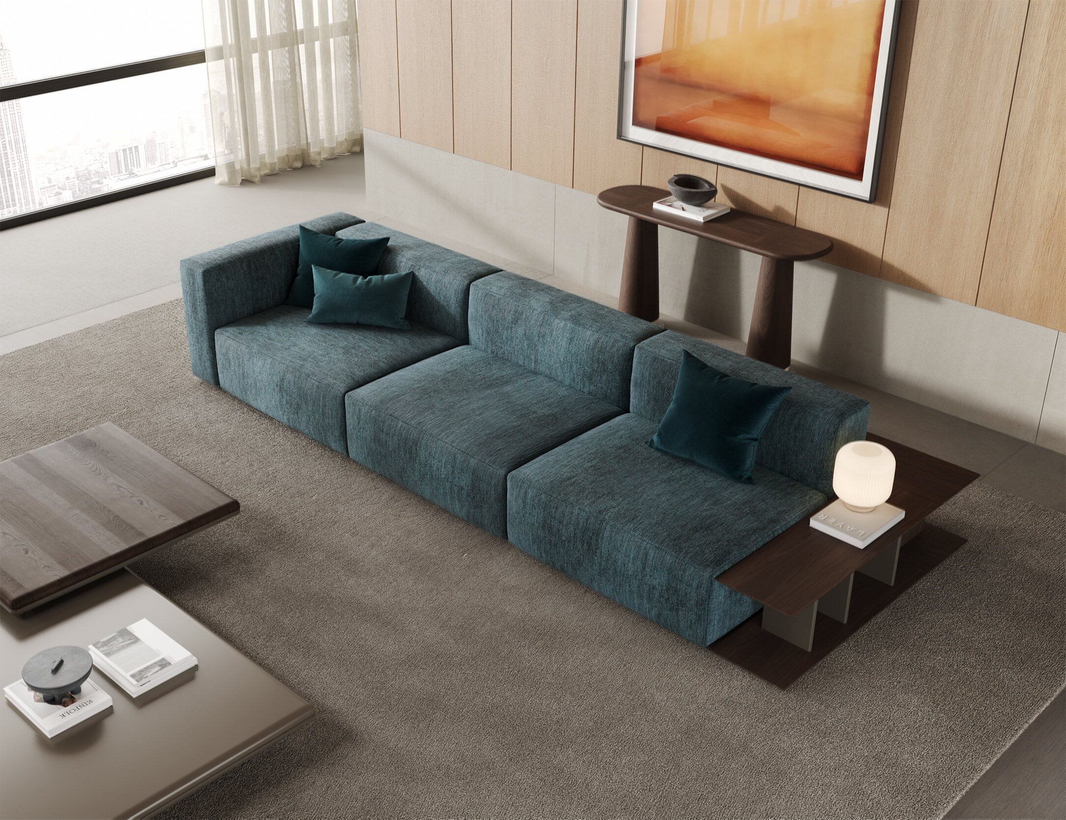 Canapé Cubic en tissu bleu