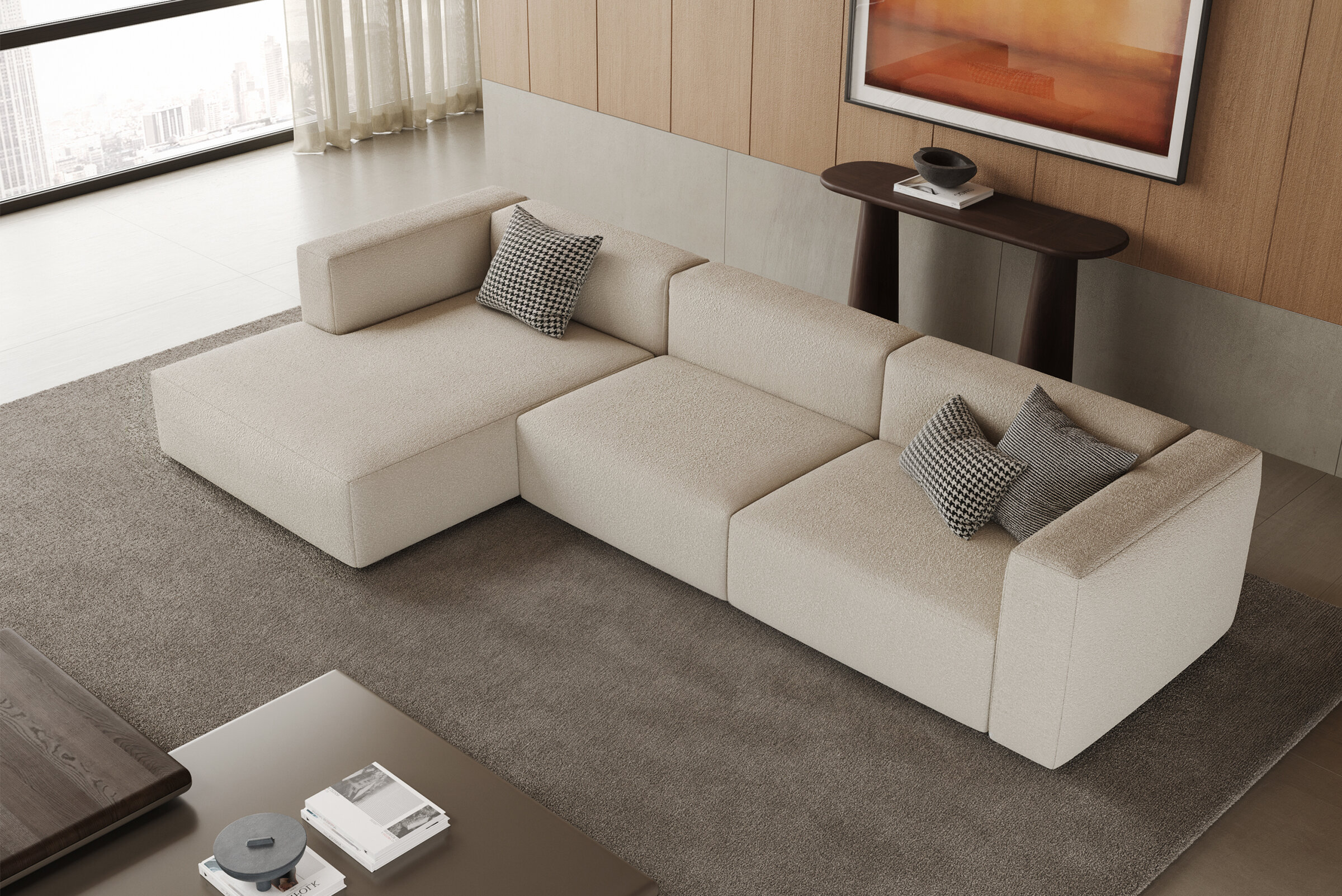 Vue de profil du canapé Cubic