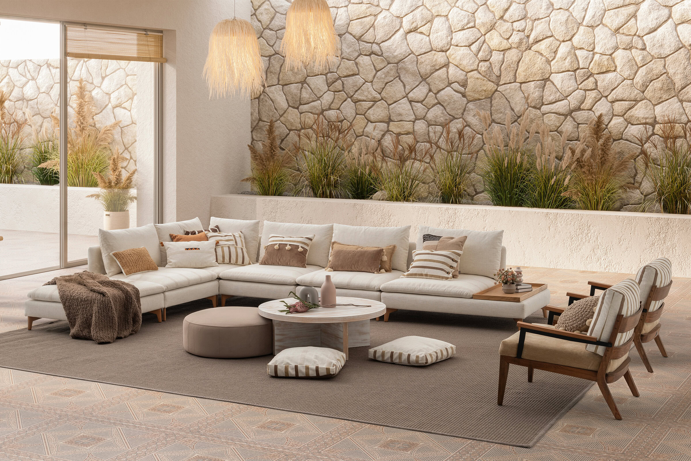 Détail du design épuré du canapé Fox