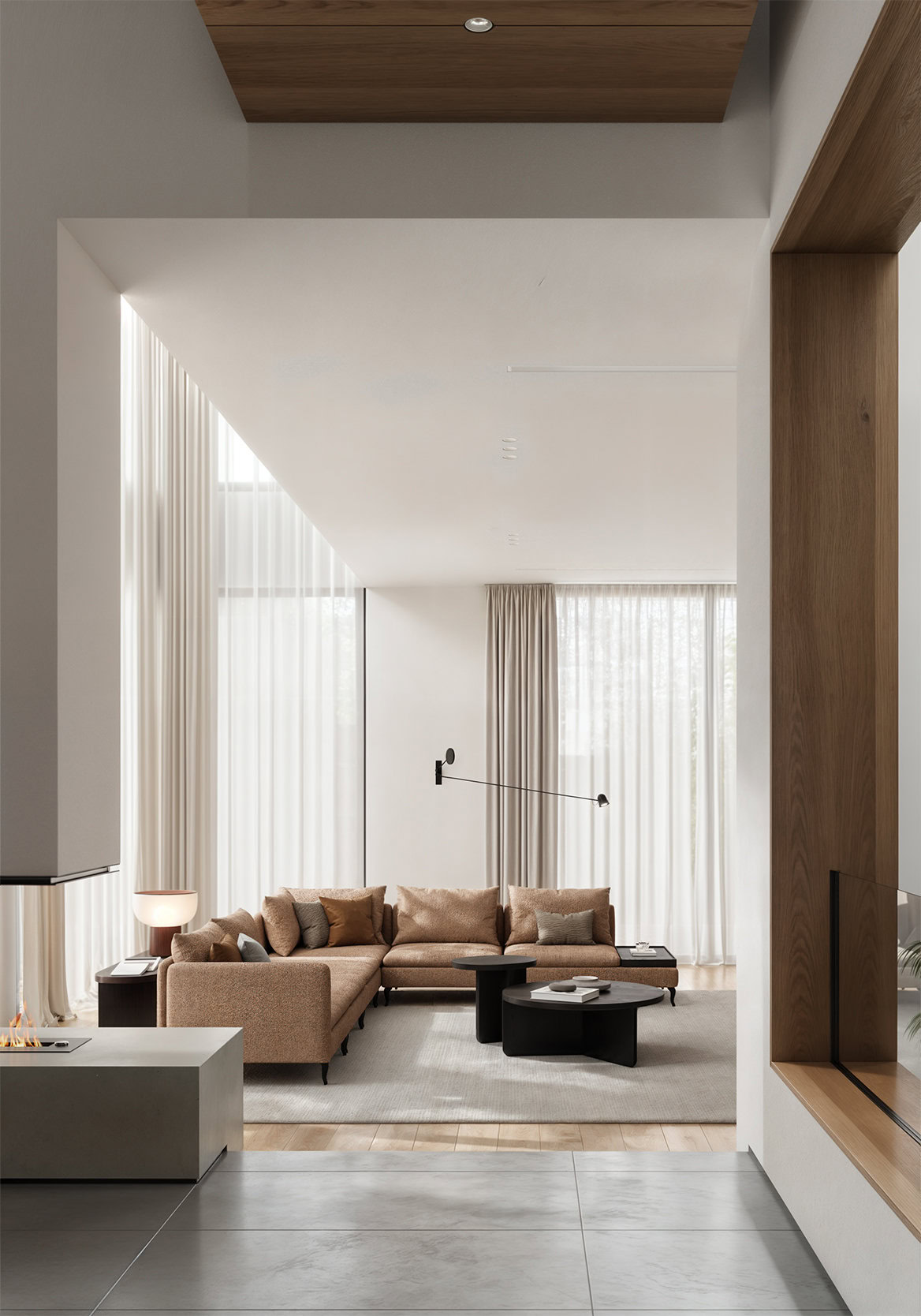 Gros plan sur les coussins du canapé Fox