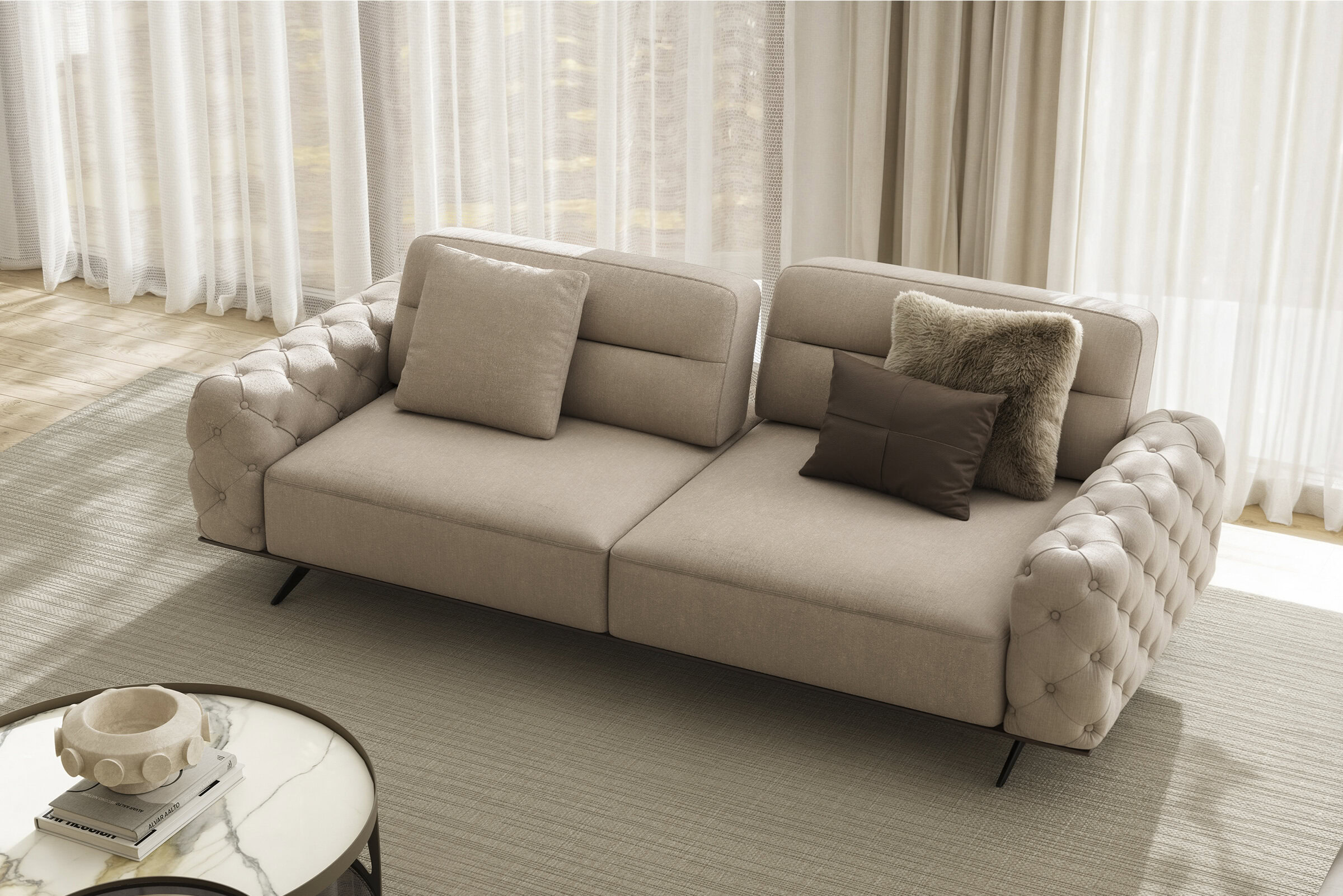 Détail du design du canapé Gallardo