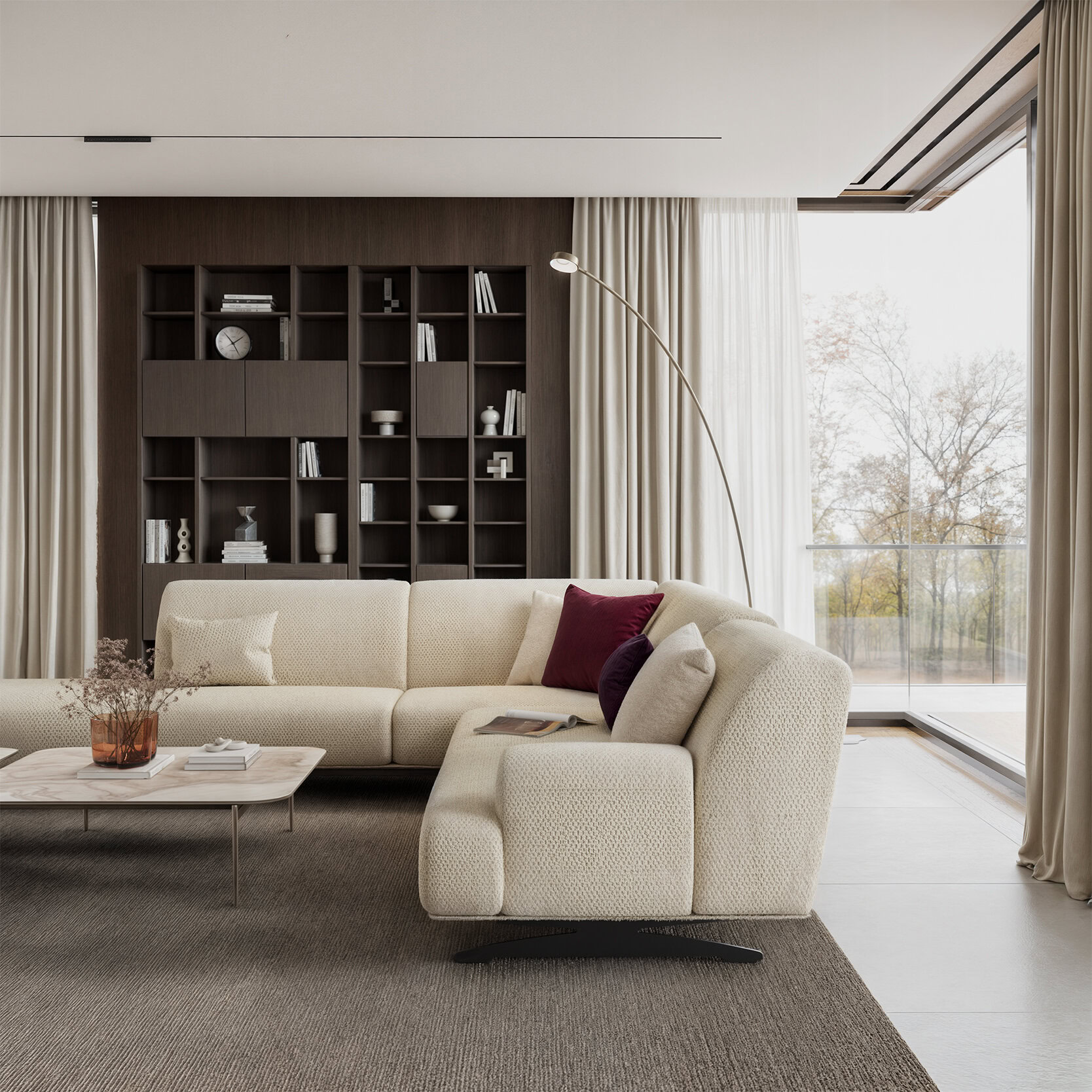 Gros plan sur les accoudoirs du canapé Havana