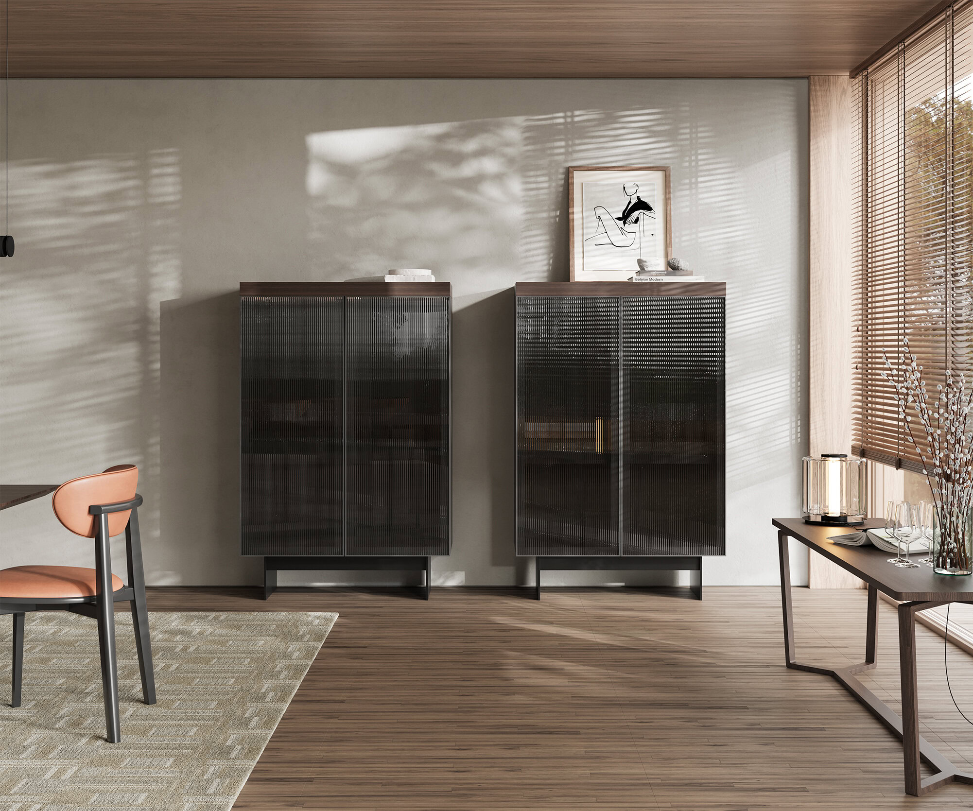 Détail du design du vaisselier Hiro