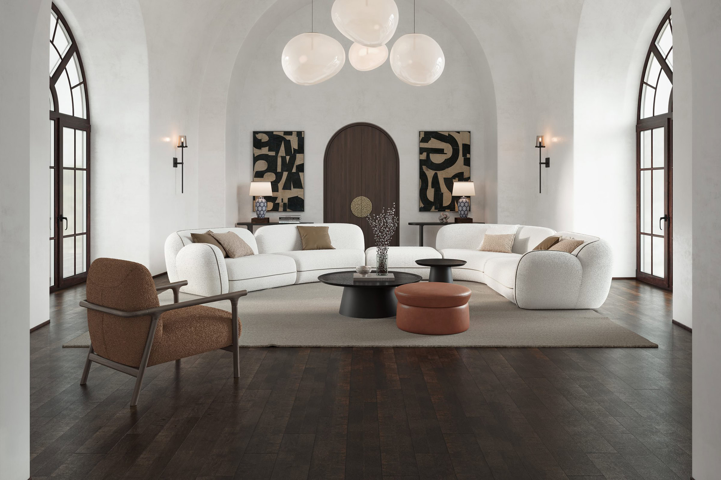 Perspective du canapé Icona dans un grand salon