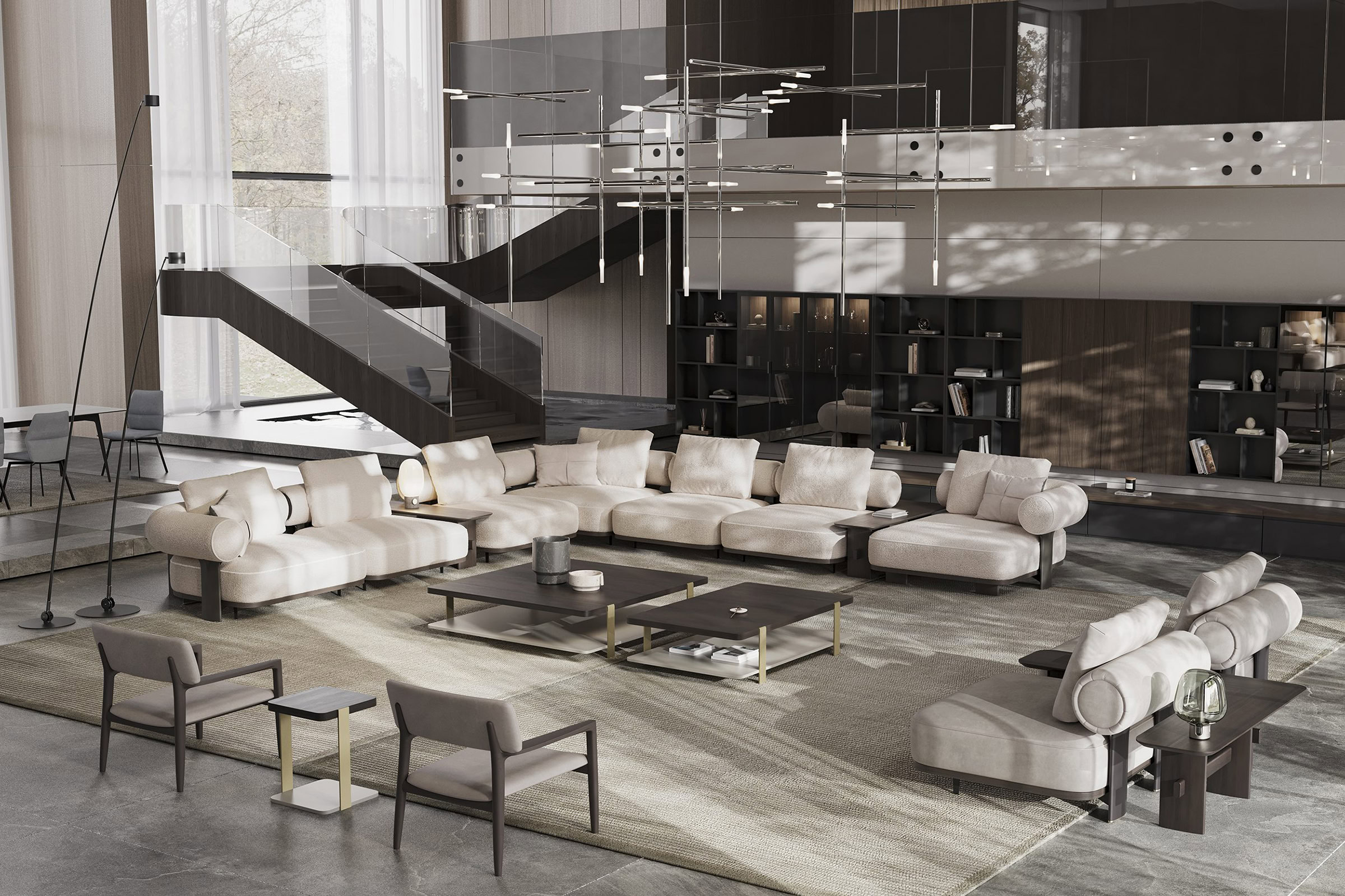 Gros plan sur les coussins du canapé Kyoto