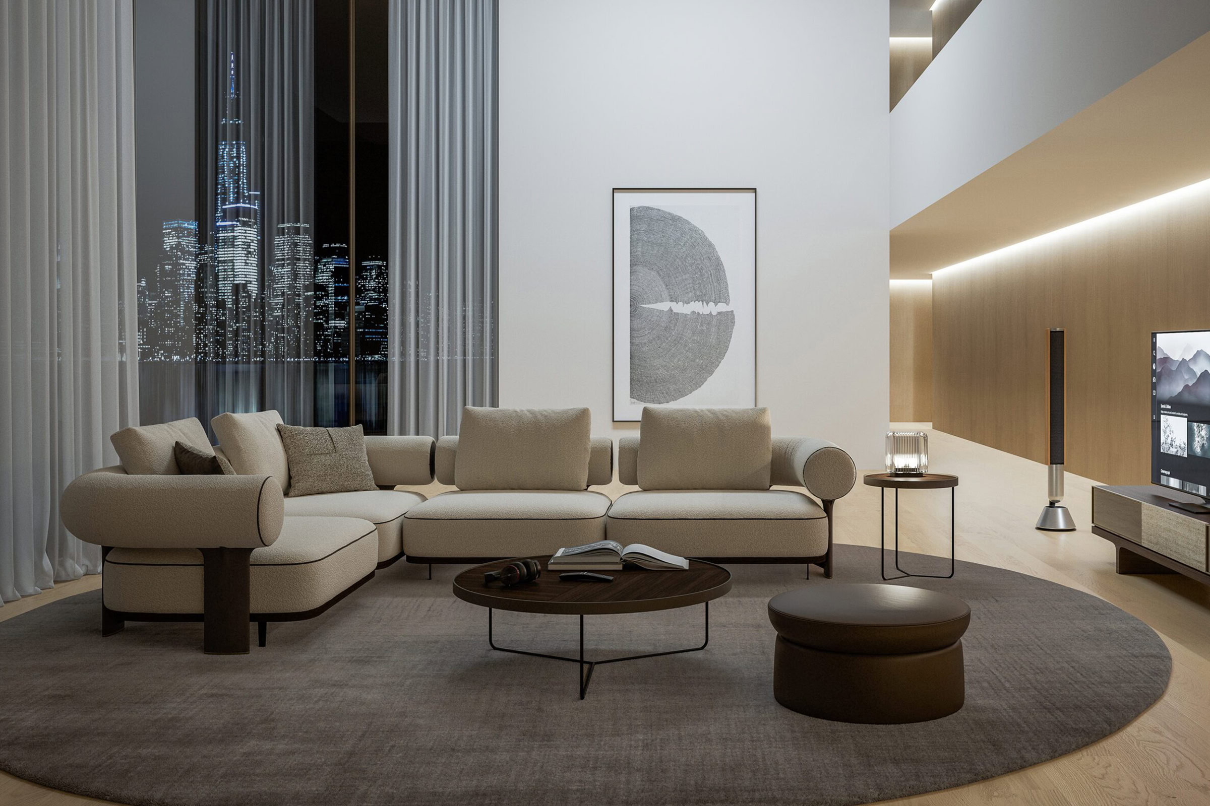 Détail des finitions en bois du canapé Kyoto