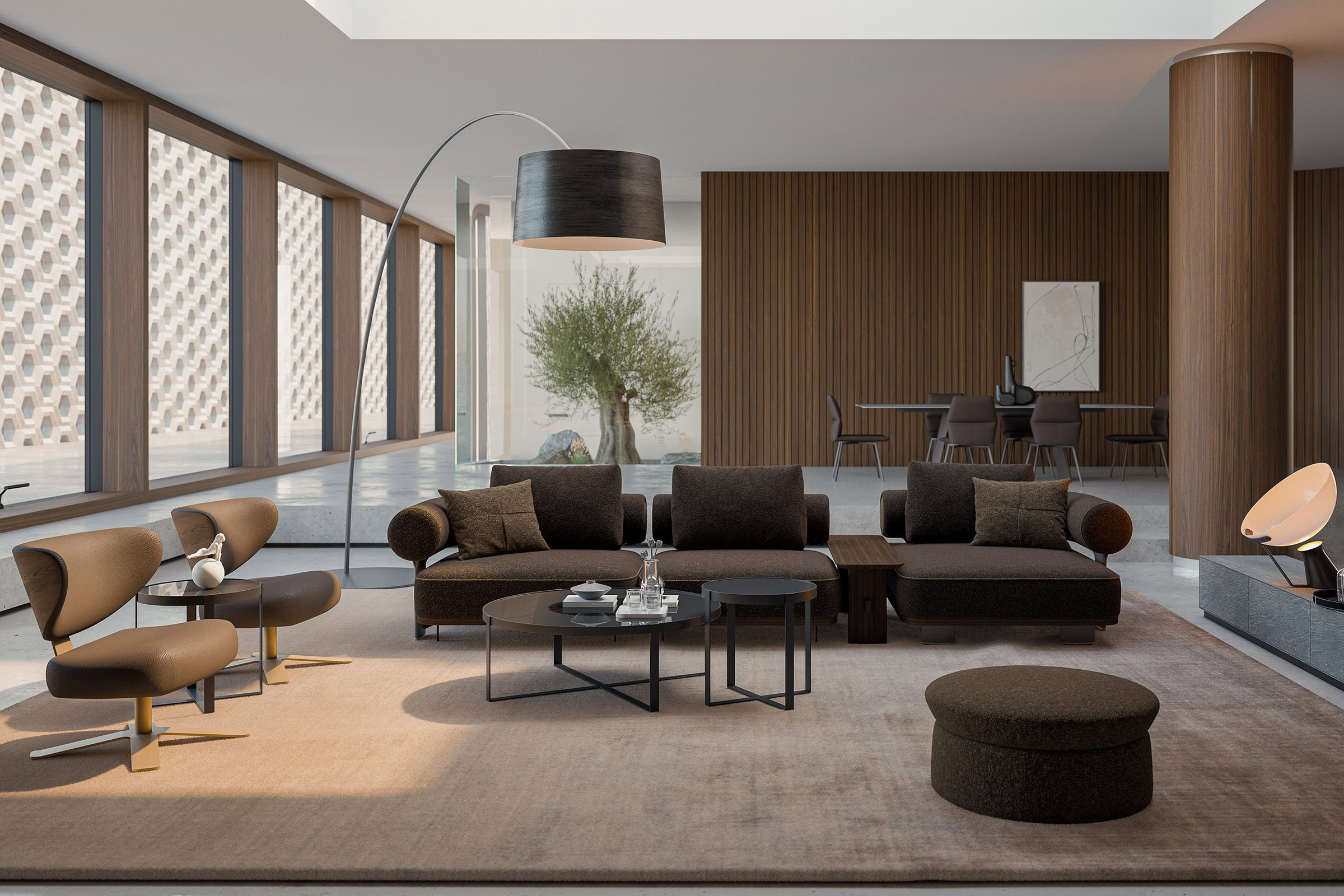 Détail accoudoir et table basse intégrée Kyoto