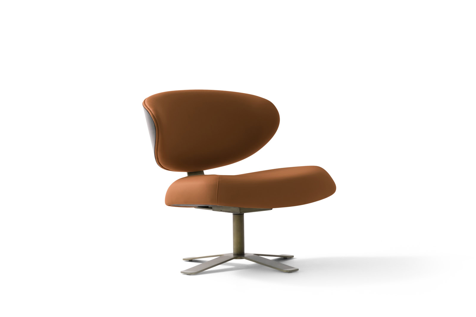 Fauteuil Leo sur fond blanc, vue arrière trois-quarts