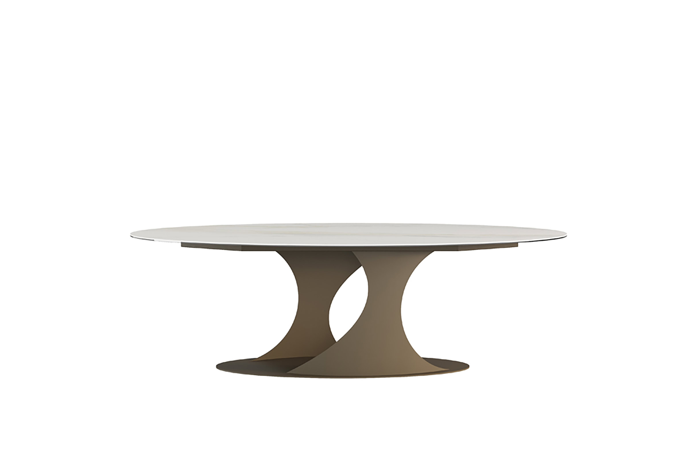 Table Boucle sur fond blanc, vue de dessus