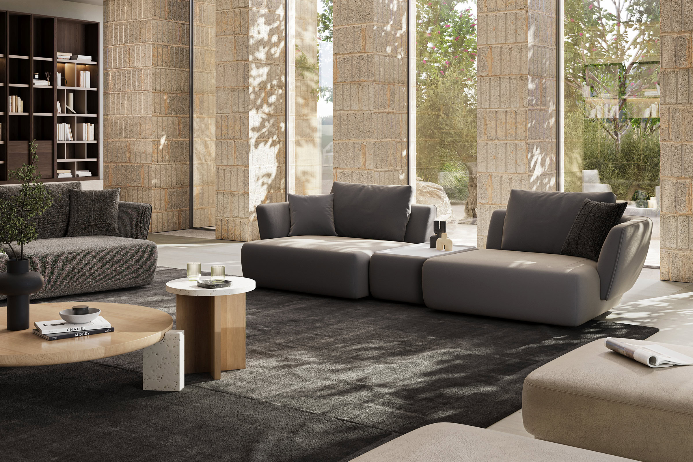 Détail du design du canapé d'angle Lugano