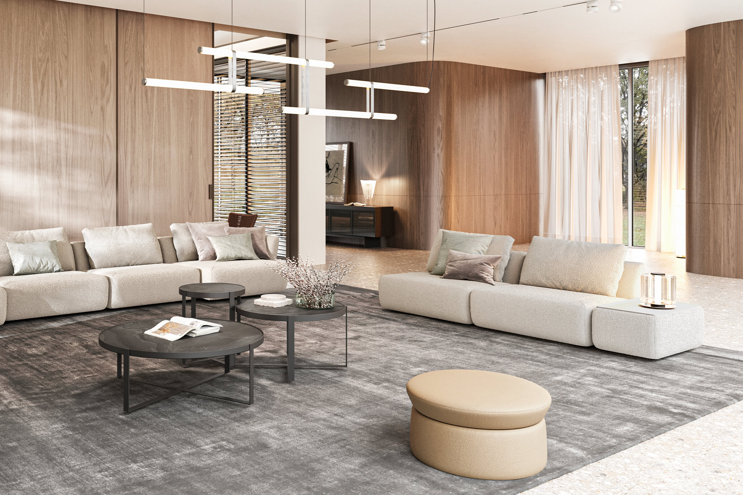 Vue de profil du canapé Lugano gris