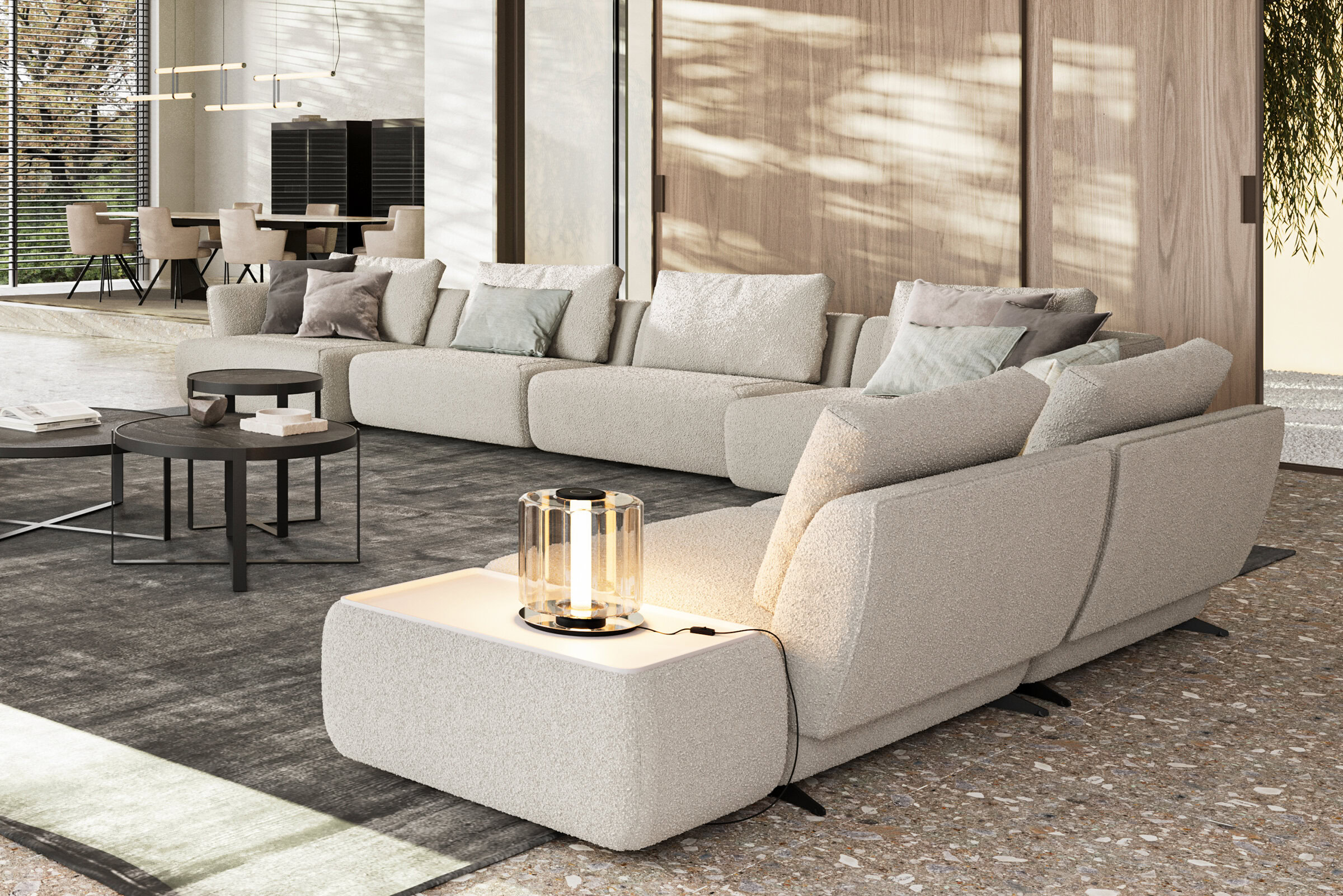 Canapé Lugano en tissu gris