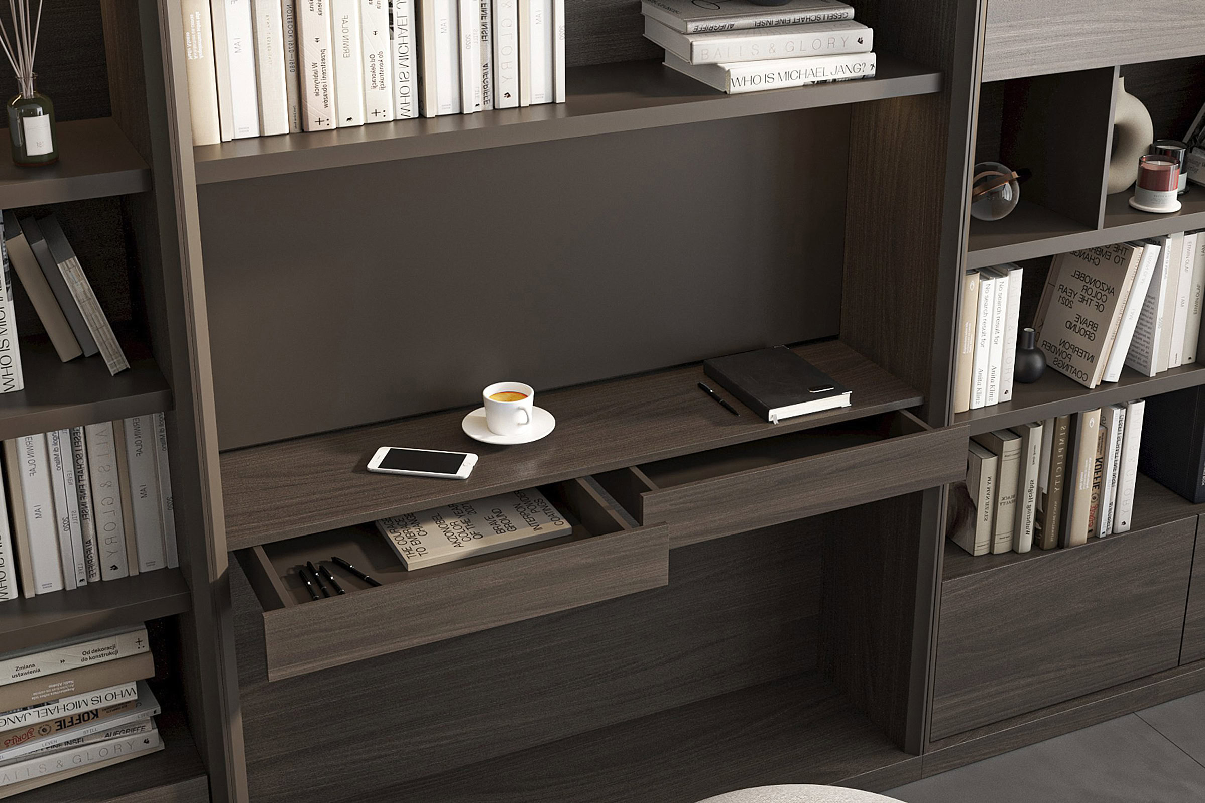 Système d'étagères Luis dans un salon