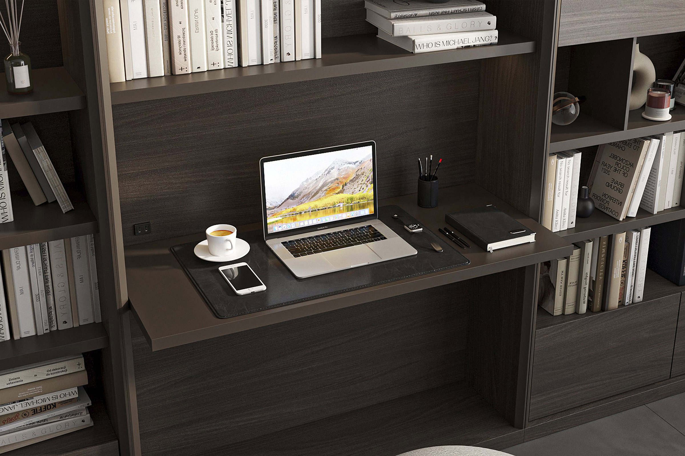 Détail du design de l'étagère Luis