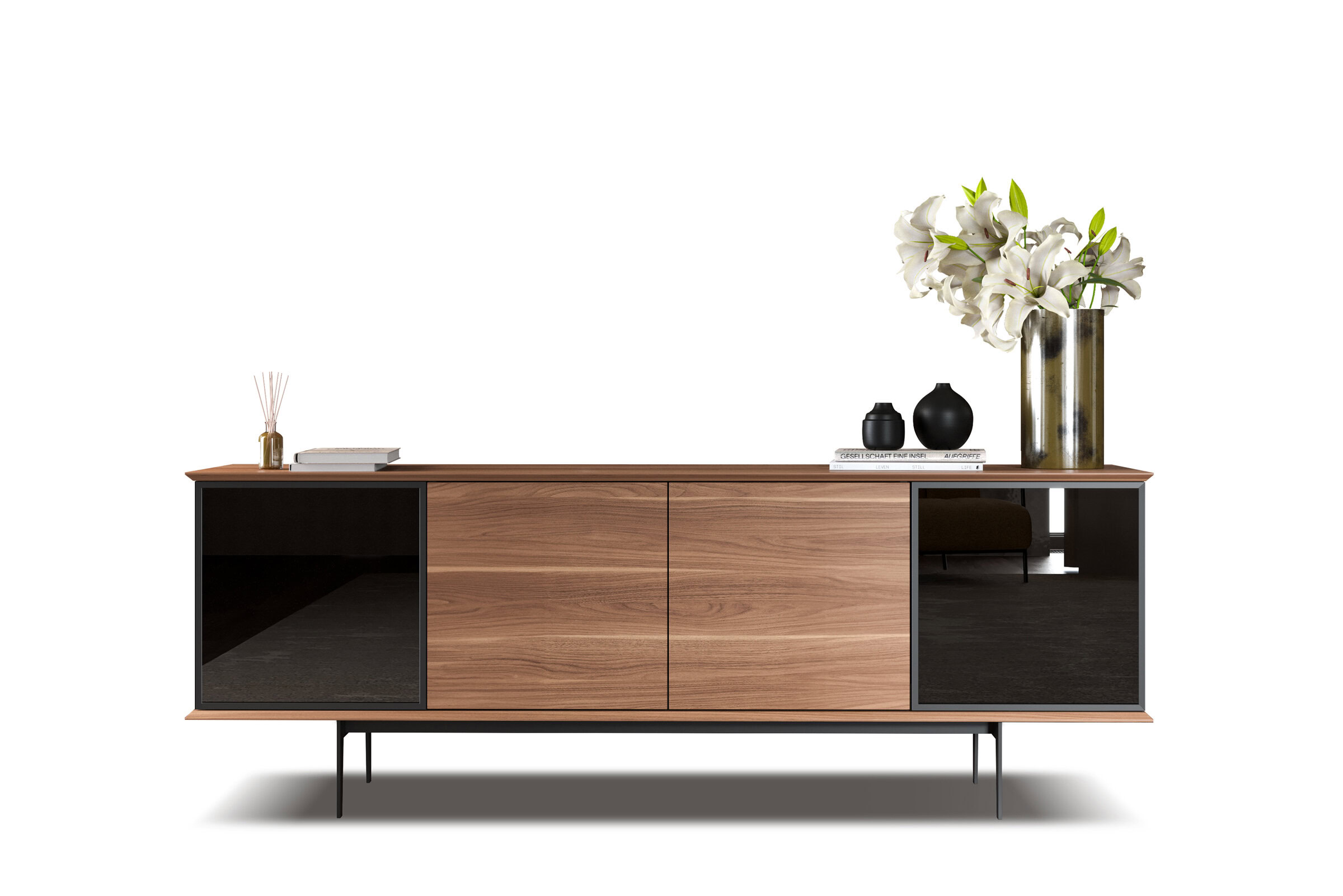 Buffet Luis sur fond blanc, vue de face