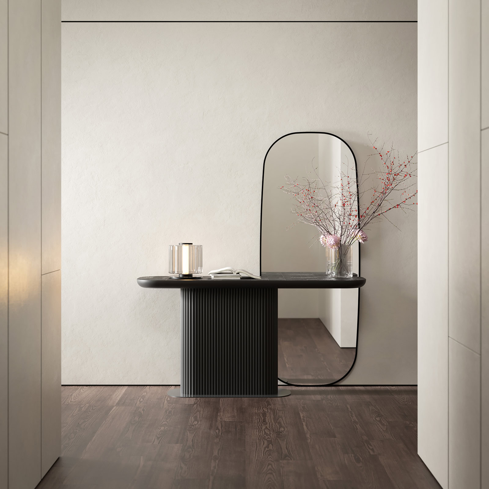 Ensemble table console et miroir Metis