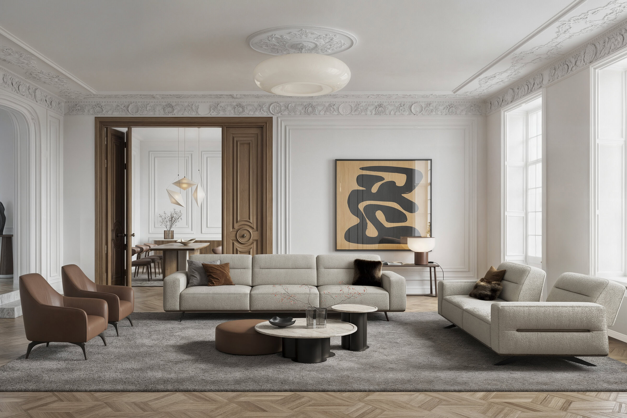 Détail du design des tables Trio