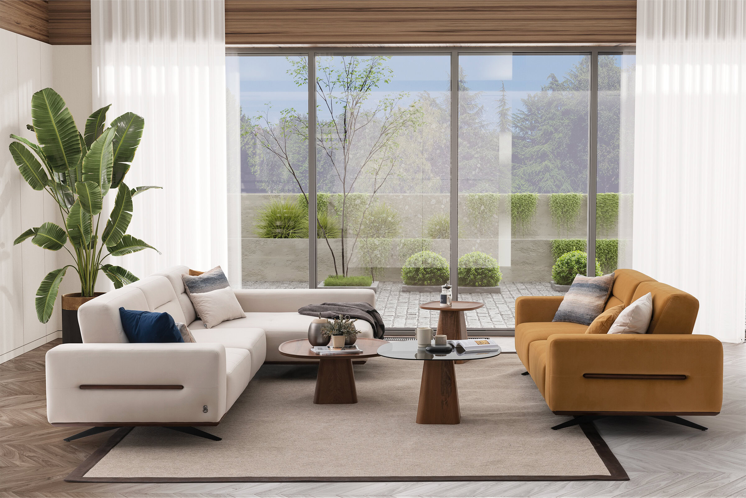 Détail de l'accoudoir du canapé Morocco