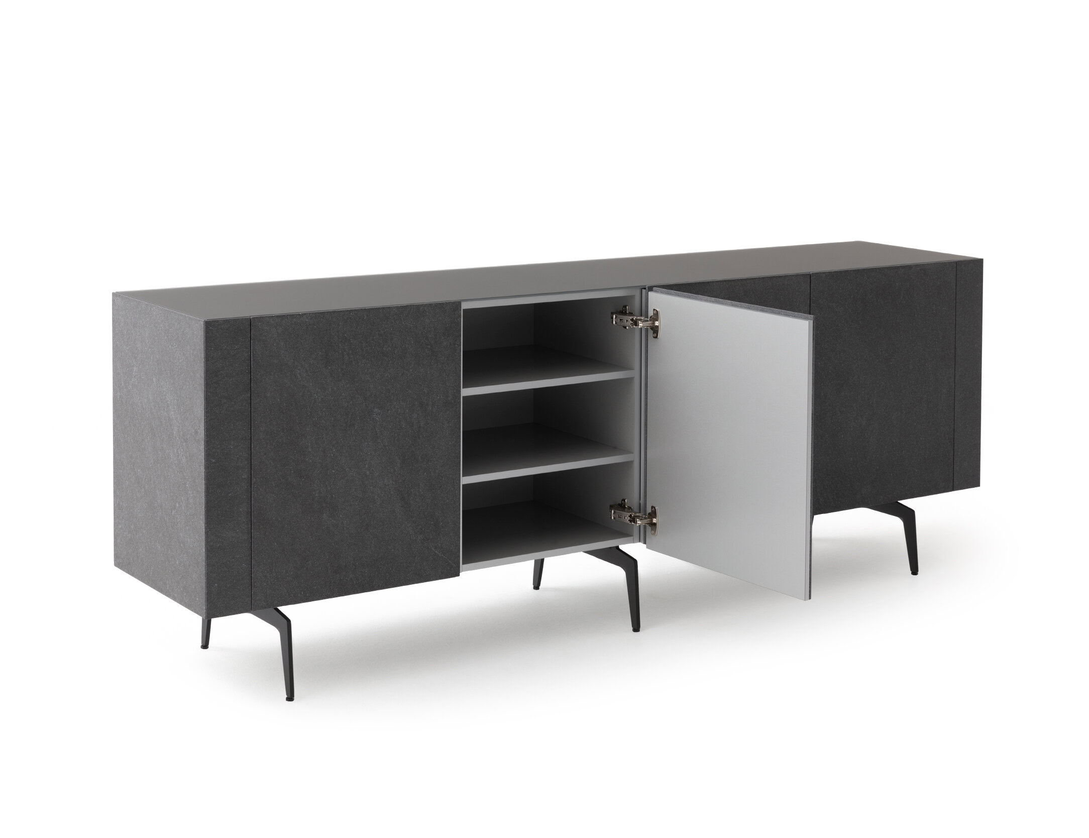 Buffet Nero sur fond blanc, vue de trois-quarts