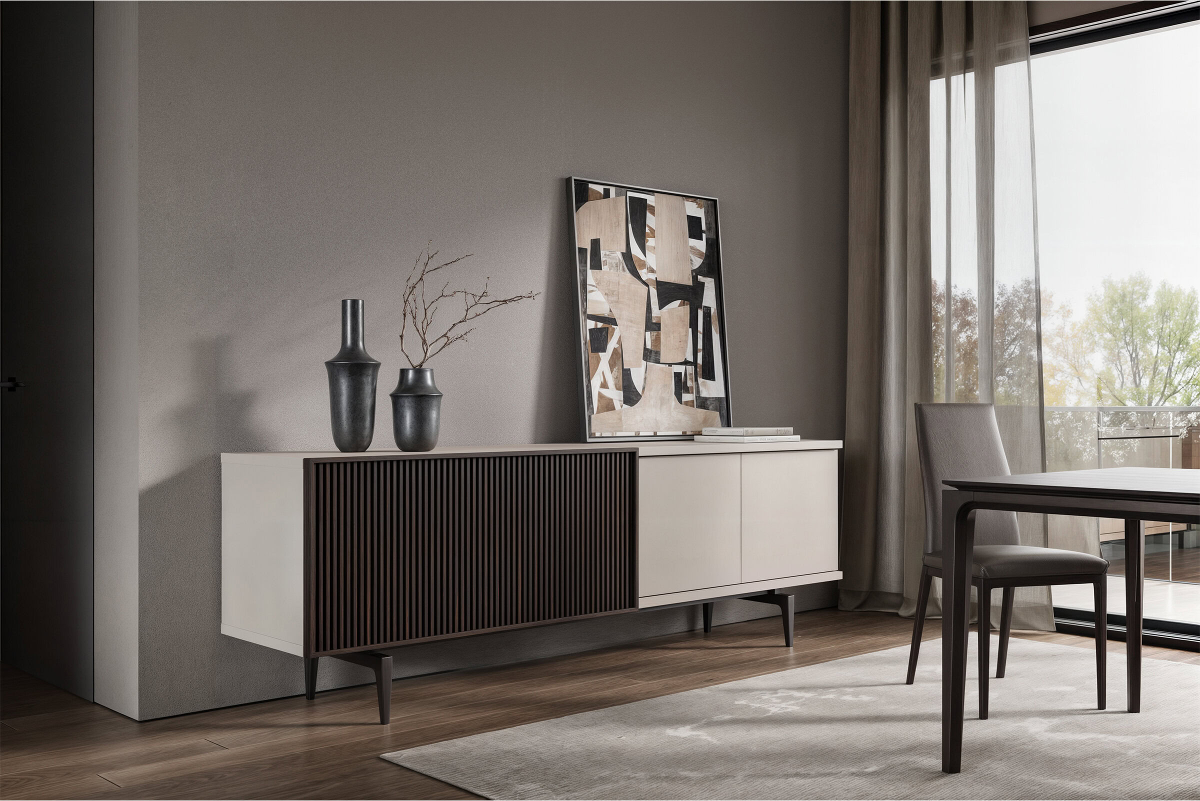 Détail du design du buffet Nora