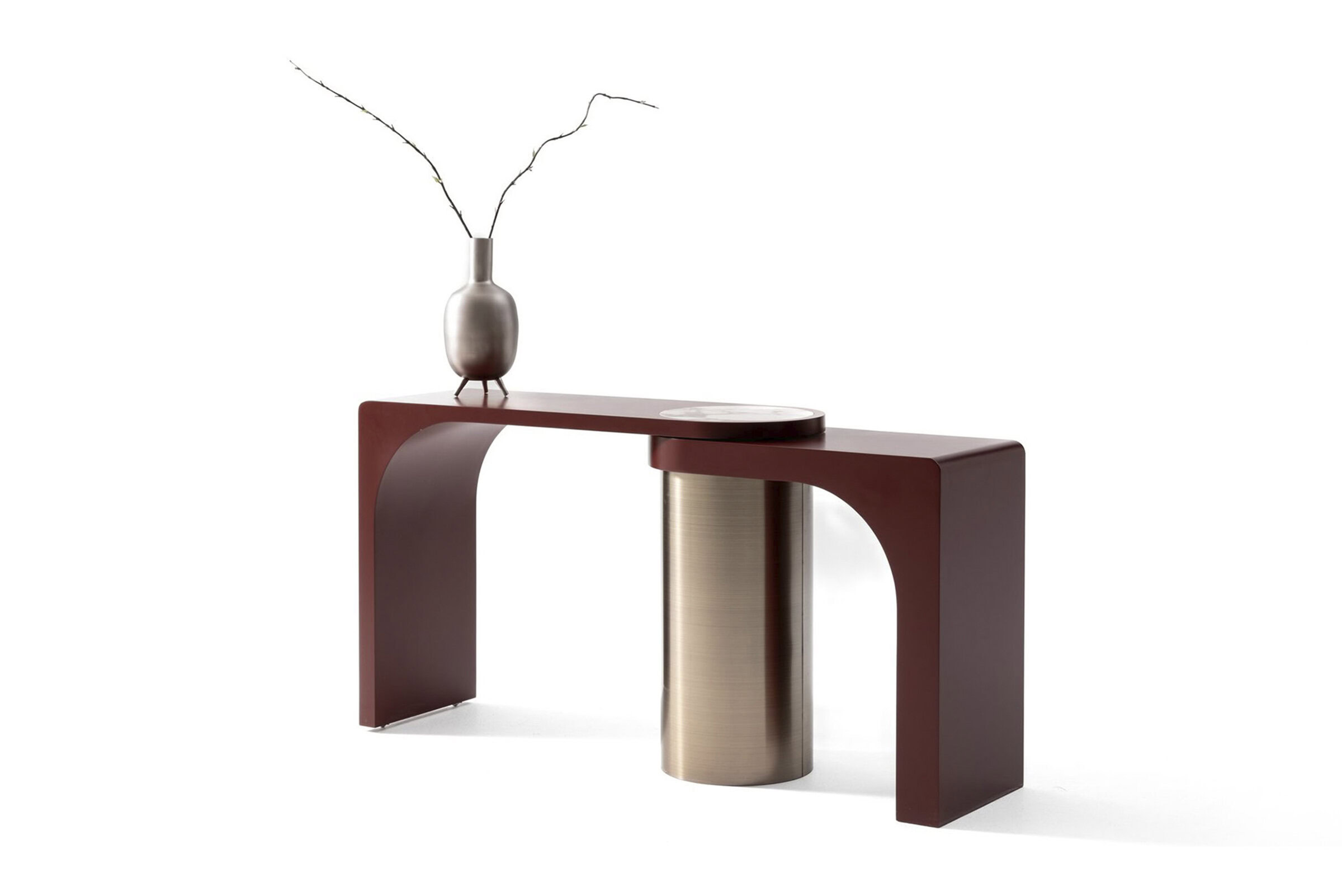 Table console Odin sur fond blanc, vue de trois-quarts