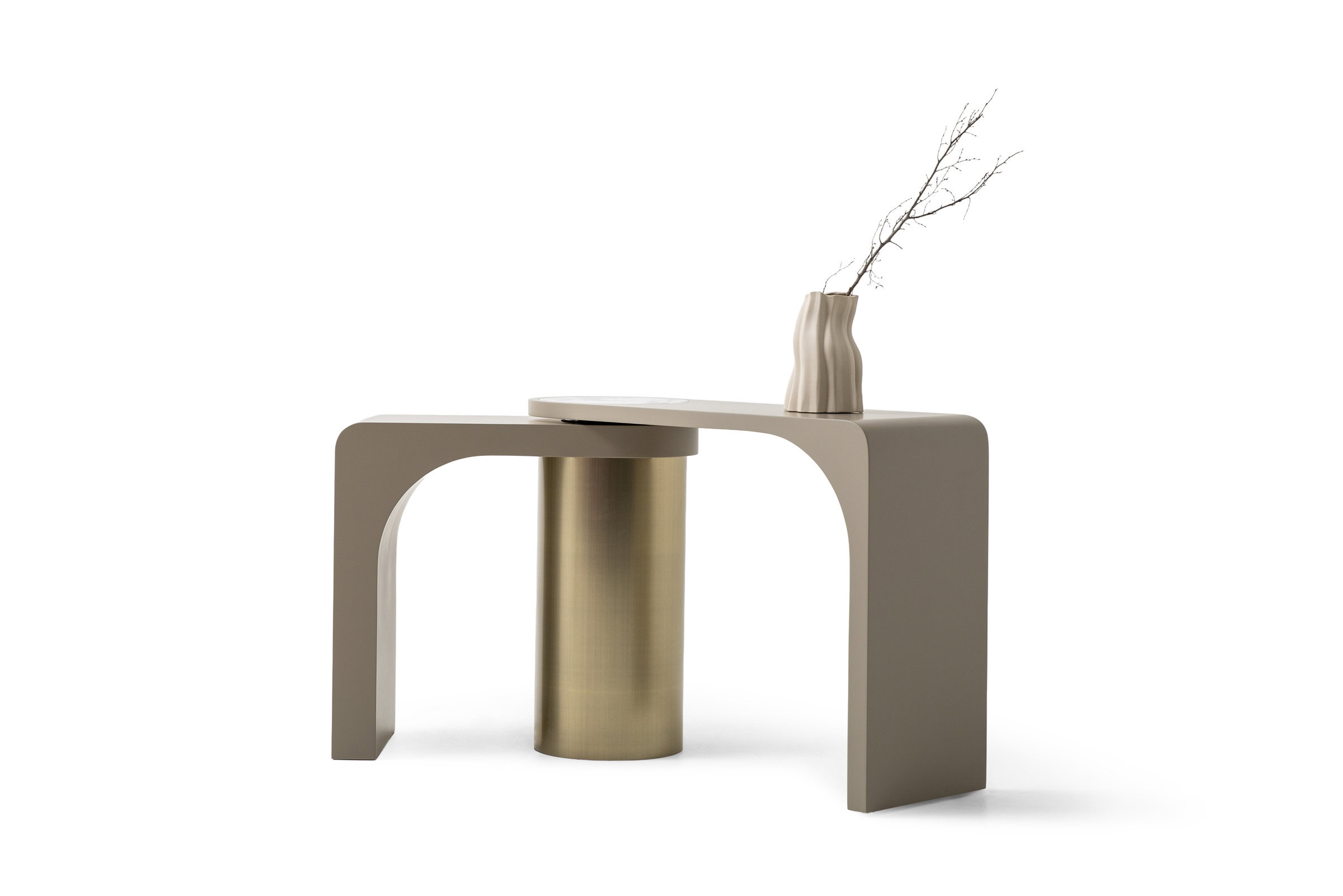 Table console Odin sur fond blanc, perspective