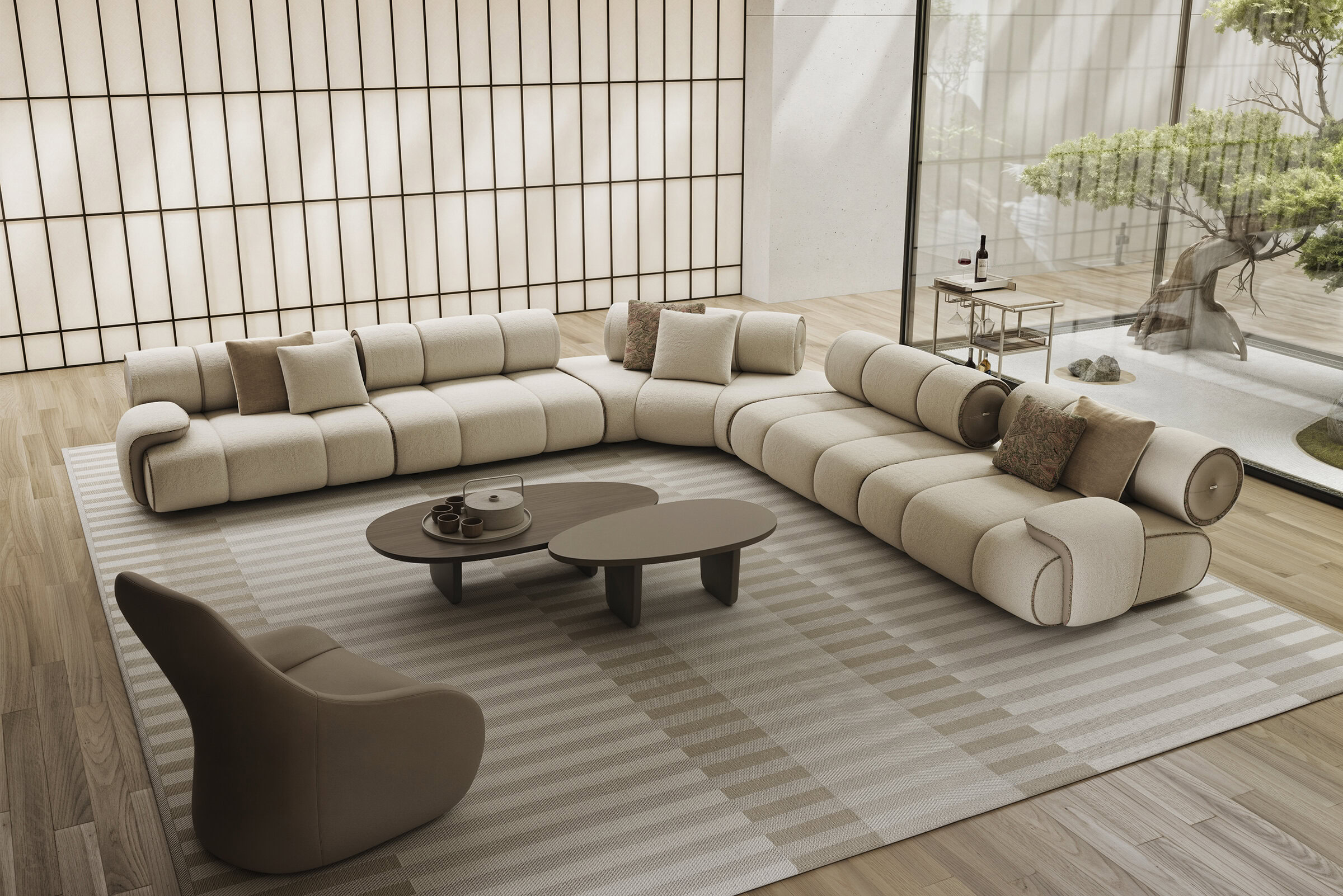 Détail du design des tables Barcelona