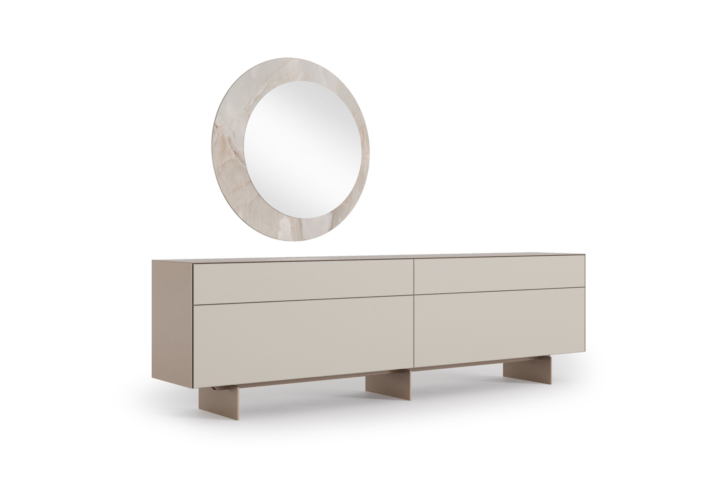 Buffet Pandora sur fond blanc, vue de trois-quarts