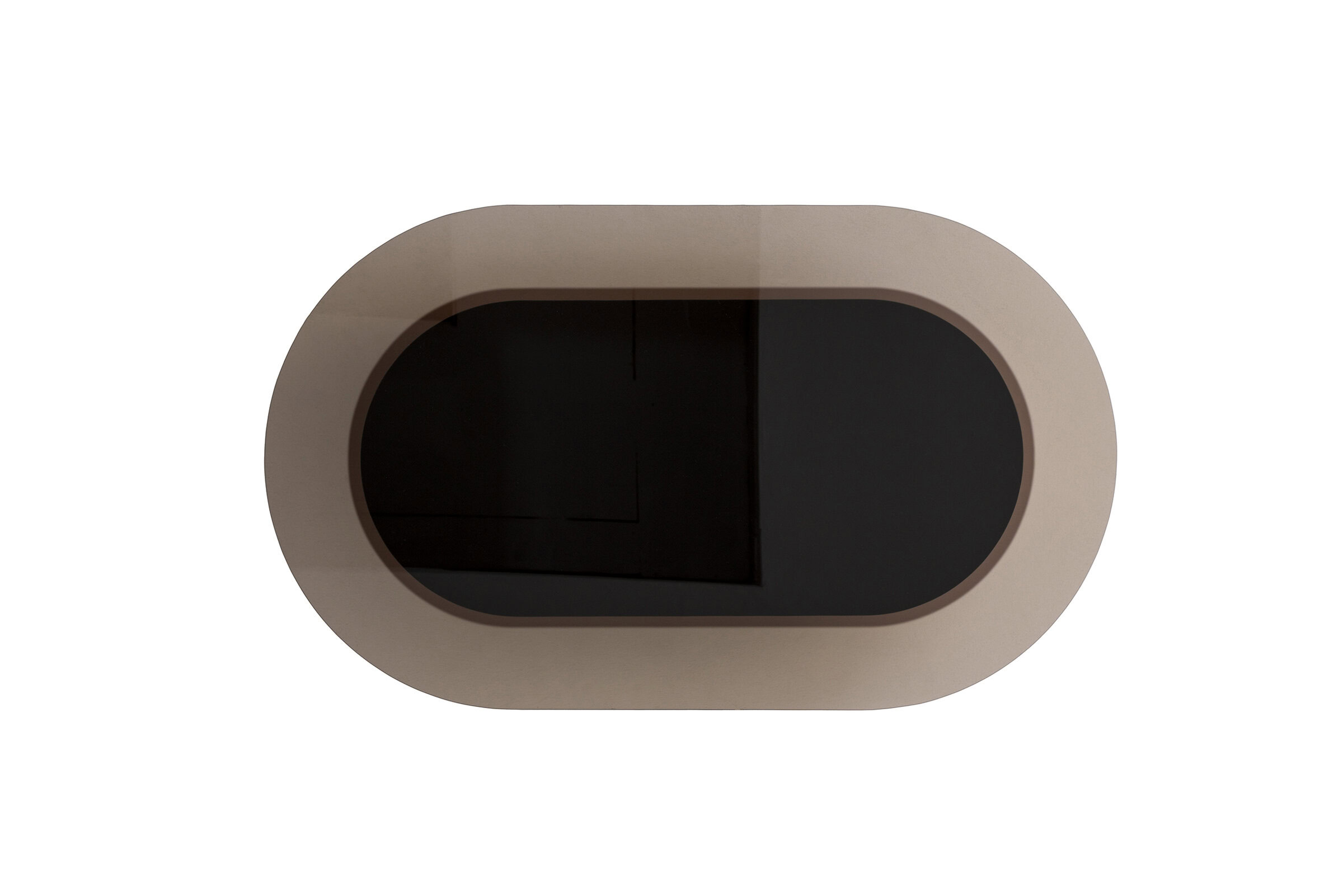 Vue de dessus de la table basse Pera en verre