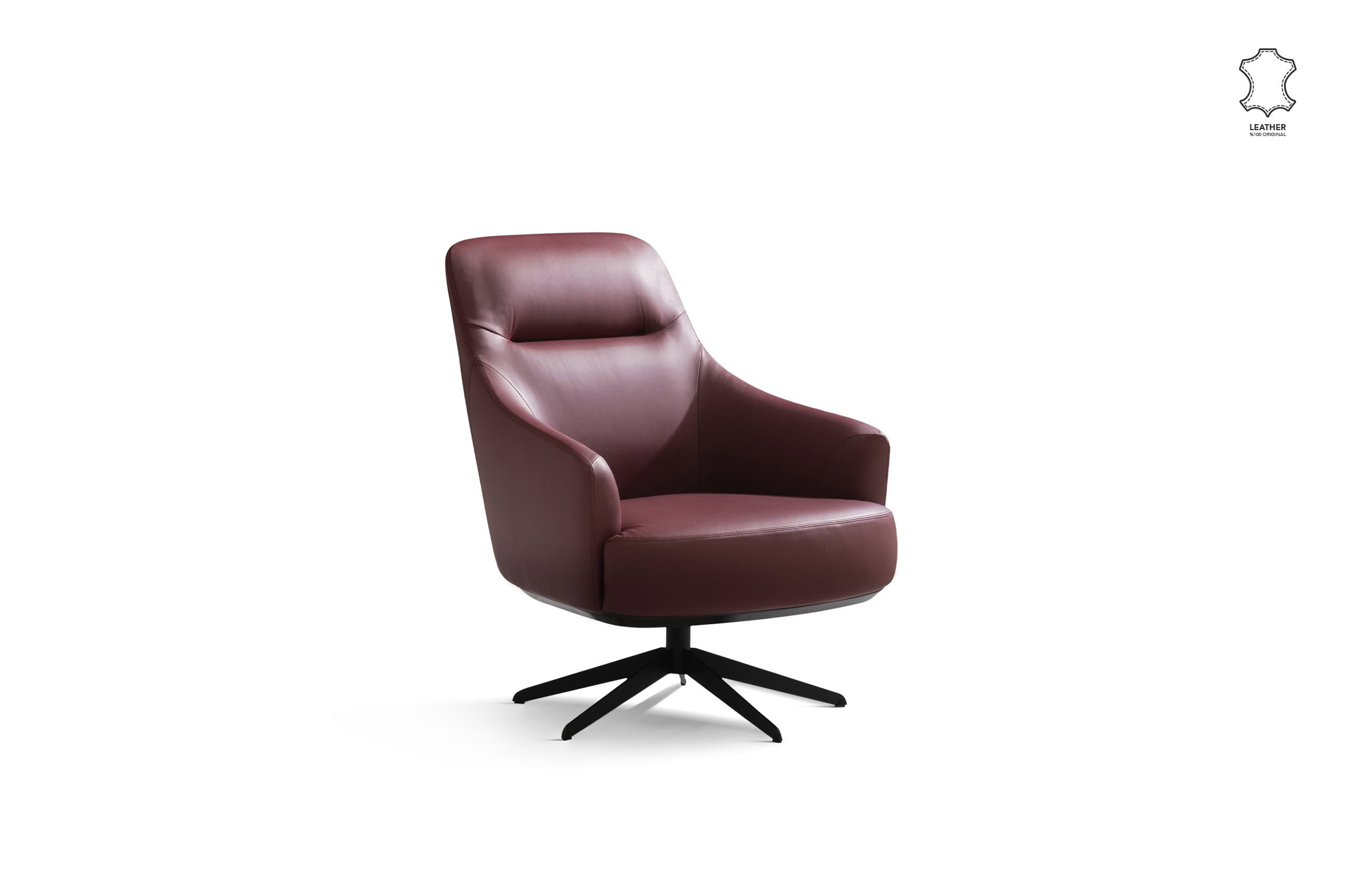 Fauteuil Piri sur fond blanc, perspective