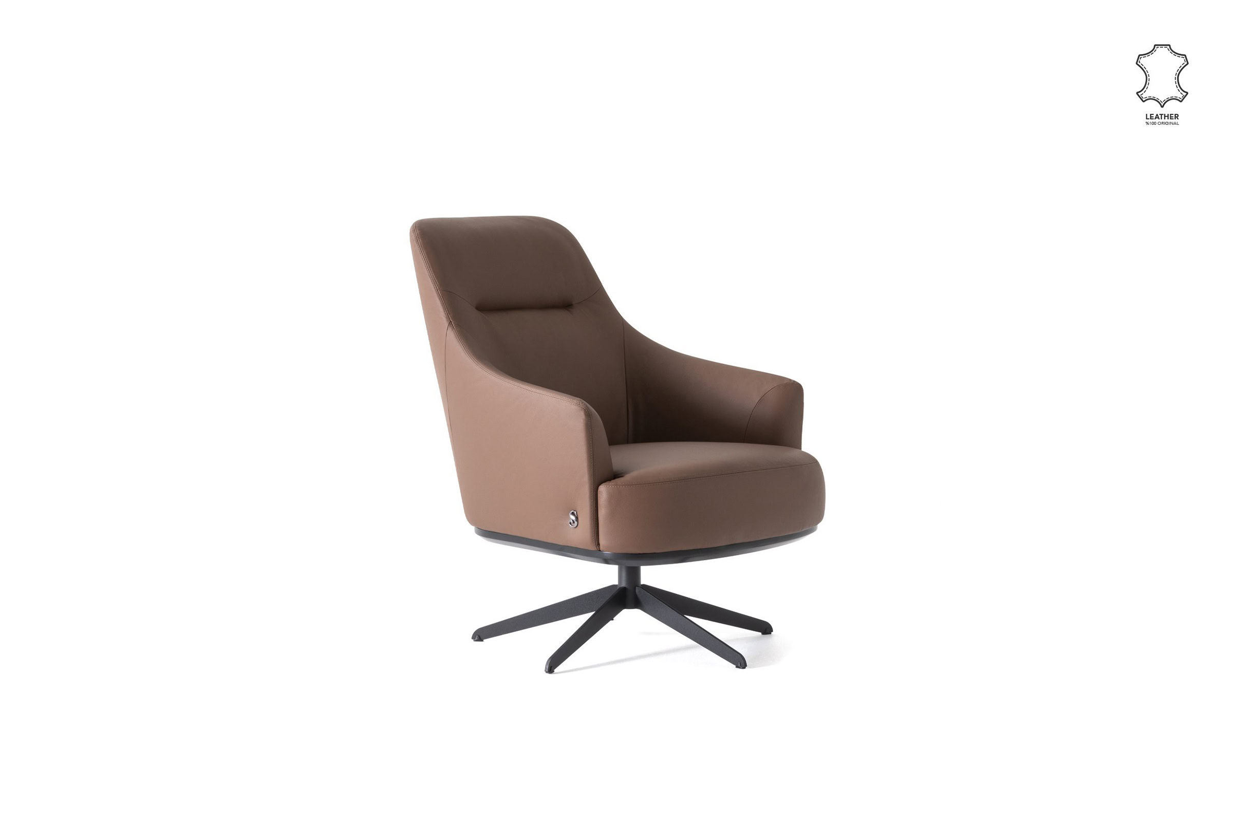 Fauteuil Piri sur fond blanc, vue de profil