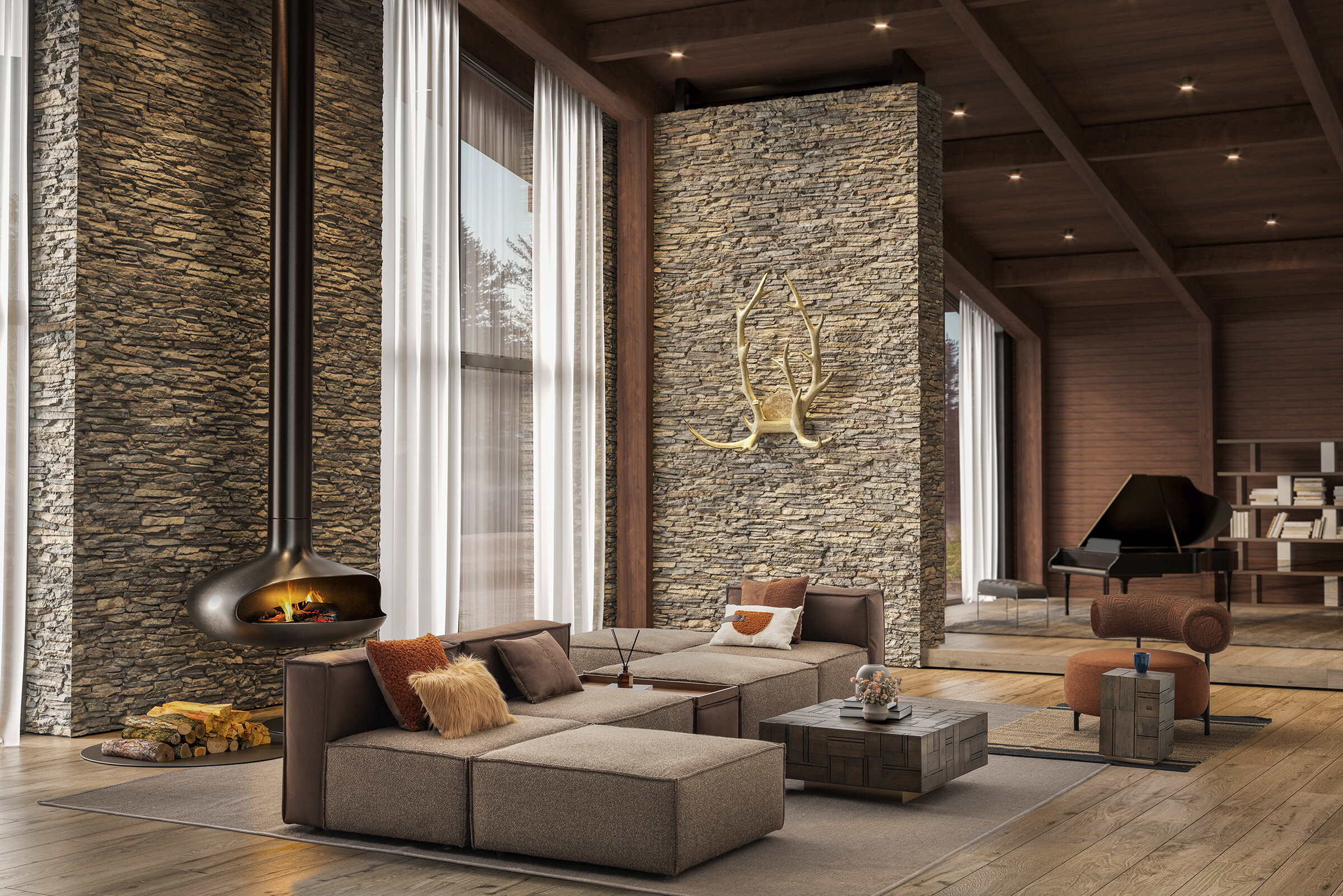 Canapé Plus Poufy dans un décor de montagne