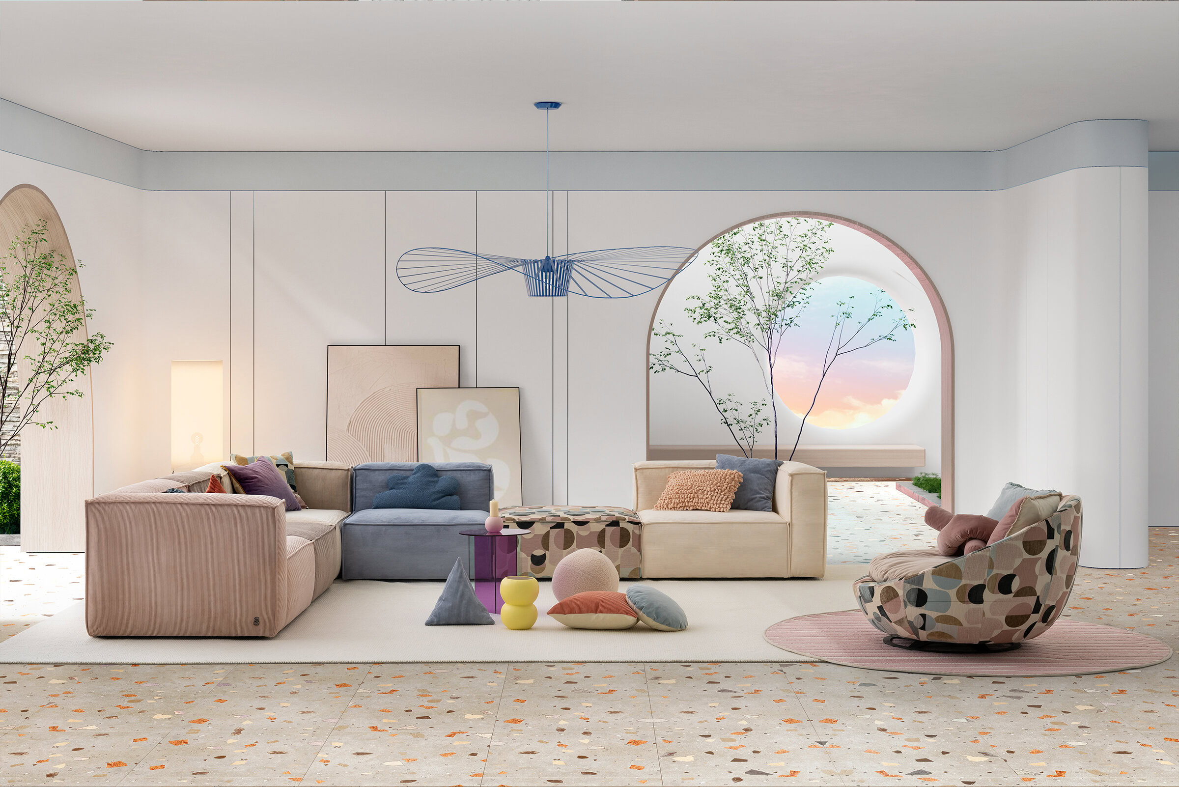 Ambiance douce avec le canapé Plus Poufy