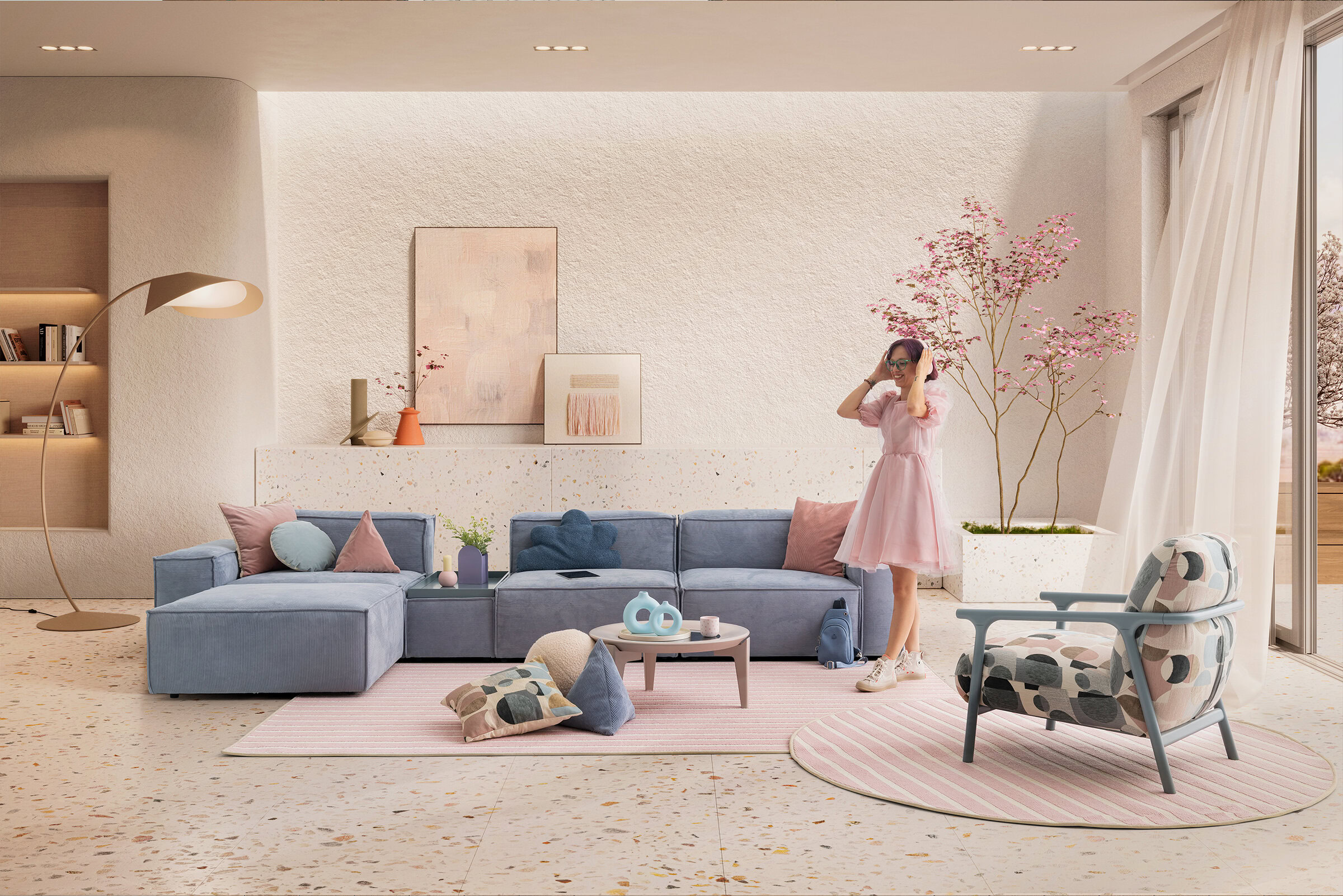 Canapé Plus Poufy dans un intérieur coloré