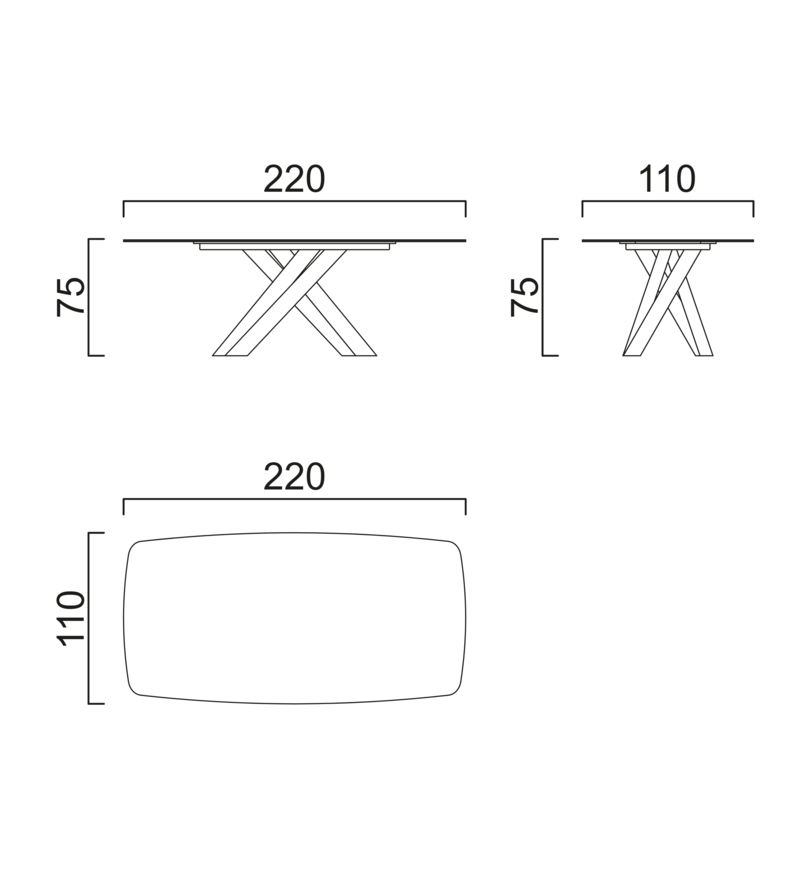Schéma Table Avalon pour 8 chaises (220cm)