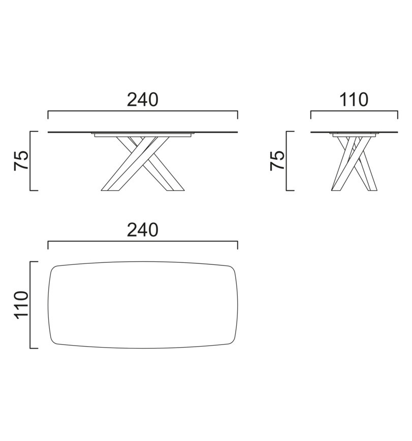 Schéma Table Avalon pour 8 chaises (240cm)